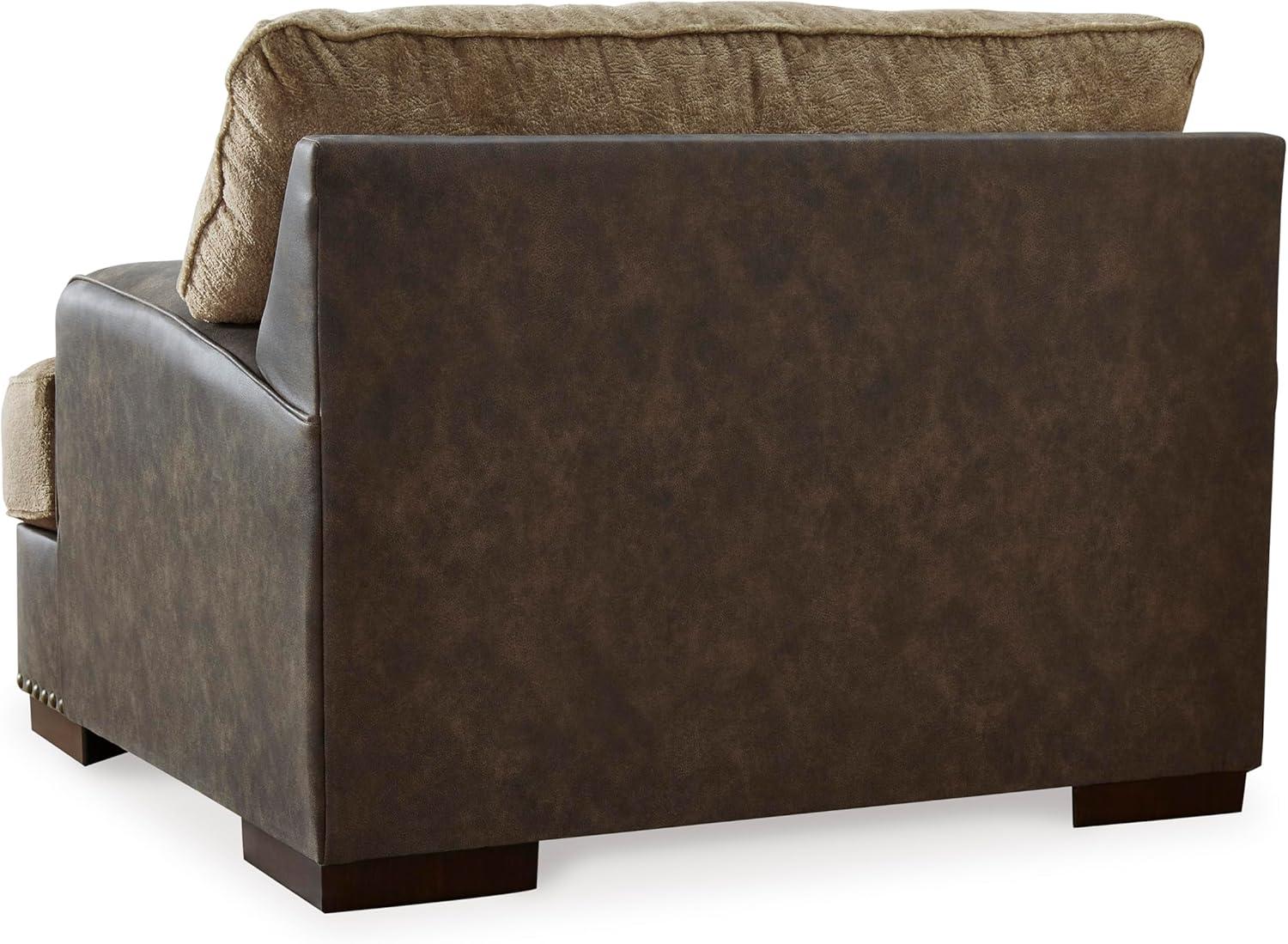 imageSignature Design by Ashley Alesbury Retro Upholstered Chair and a Half Dark BrownDark Brown Light Brown
