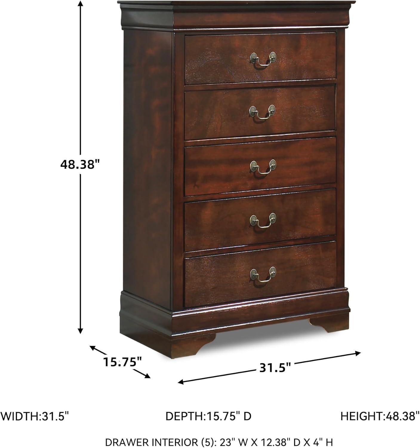 imageSignature Design by Ashley Alisdair Traditional 5 Drawer Chest of Drawers Dark Brown