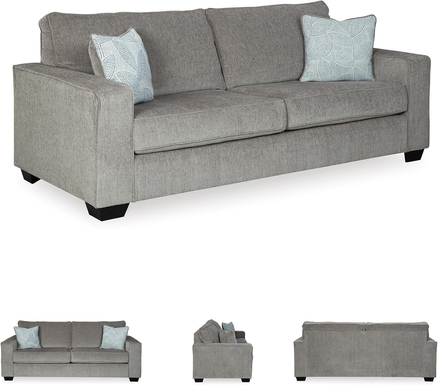 imageSignature Design by Ashley Altari Modern Sofa with 2 Accent Pillows Light GrayAlloy