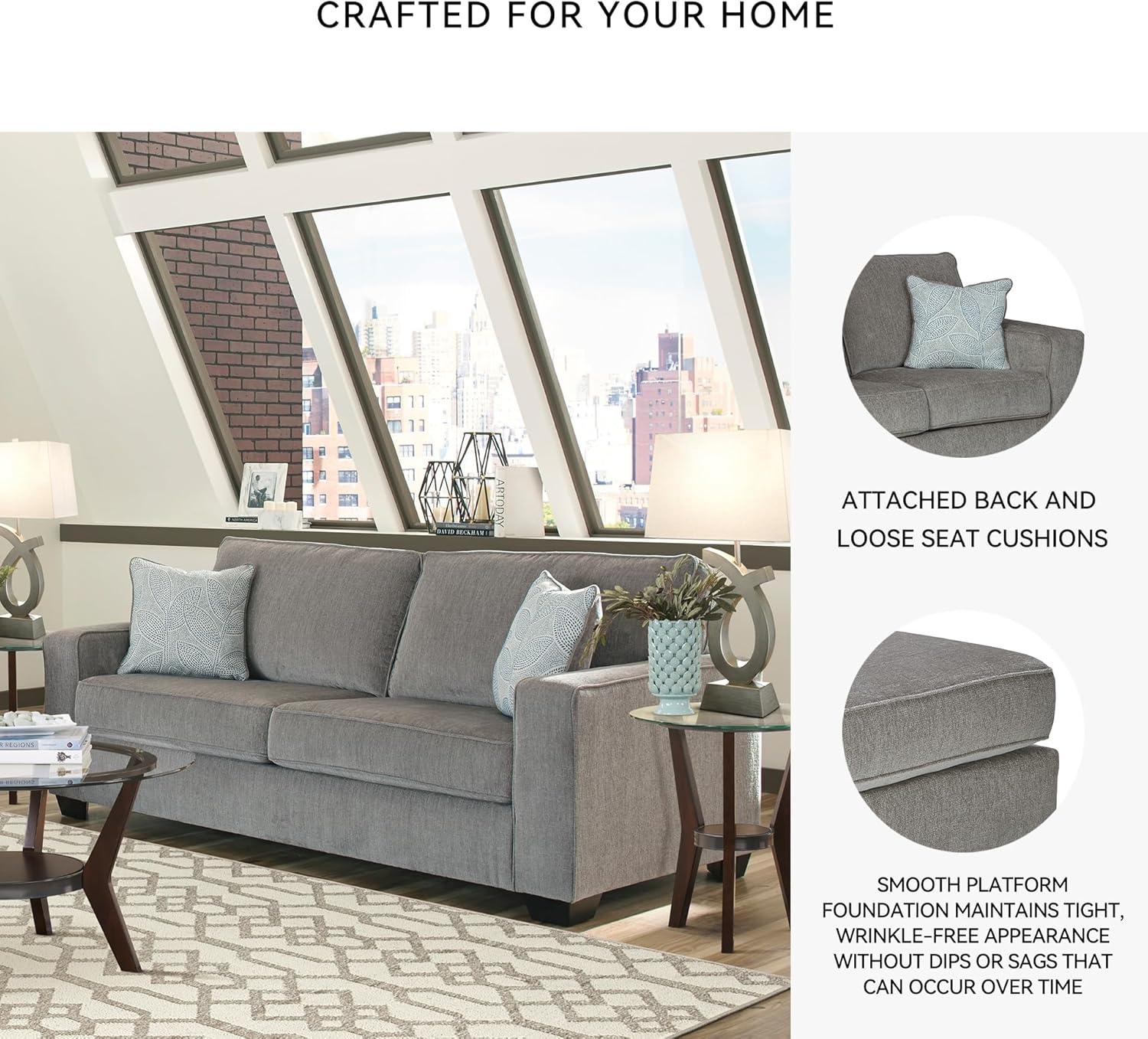 imageSignature Design by Ashley Altari Modern Sofa with 2 Accent Pillows Light GrayAlloy