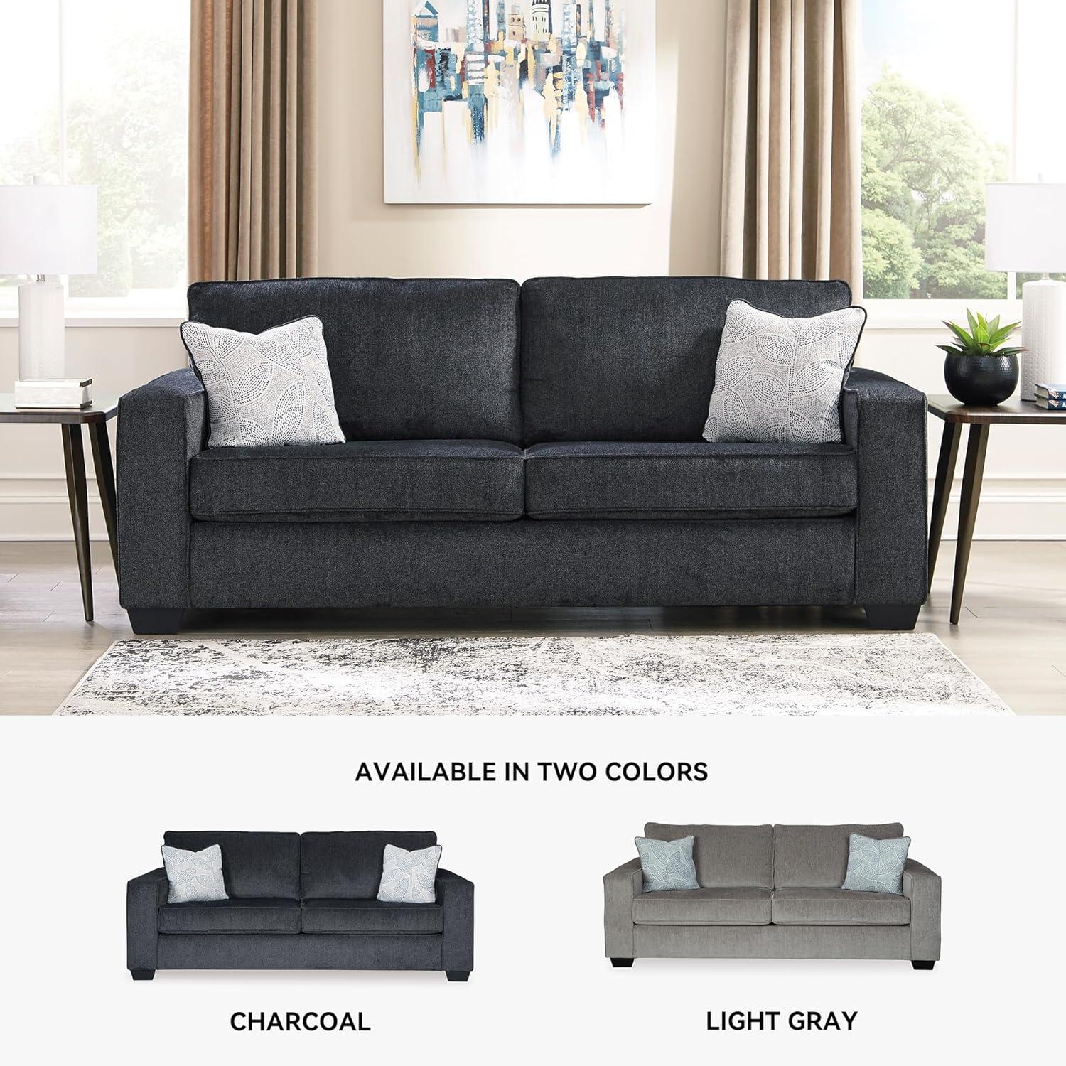 imageSignature Design by Ashley Altari Modern Sofa with 2 Accent Pillows Light GraySlate Gray