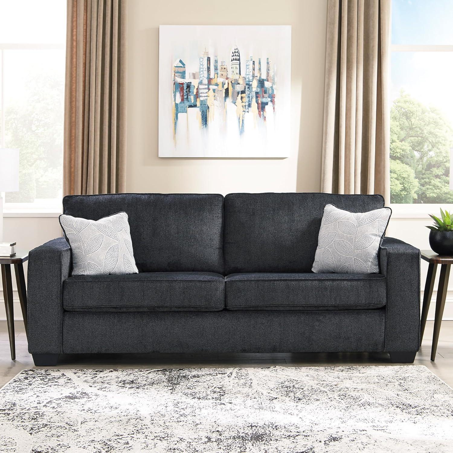 imageSignature Design by Ashley Altari Modern Sofa with 2 Accent Pillows Light GraySlate Gray