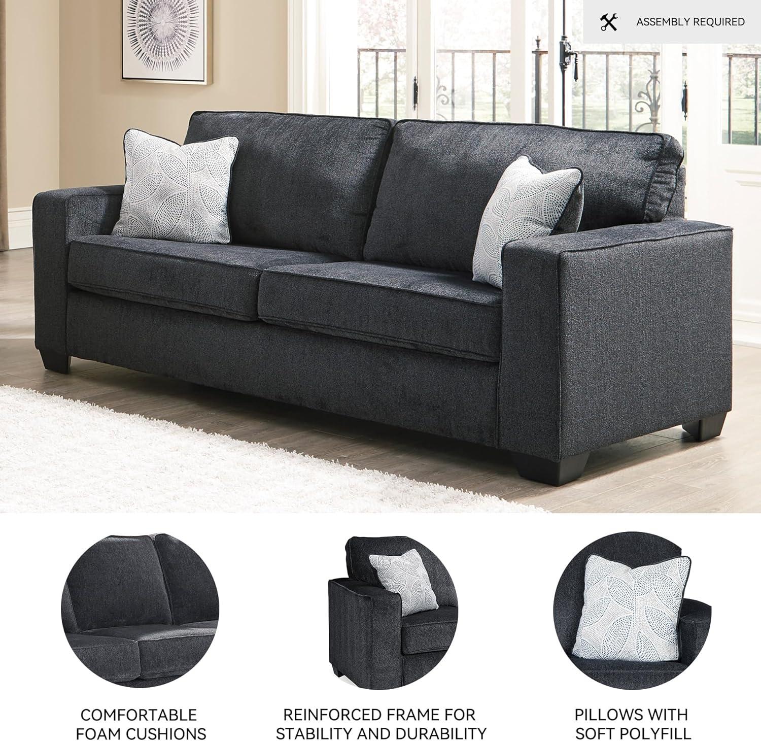 imageSignature Design by Ashley Altari Modern Sofa with 2 Accent Pillows Light GraySlate Gray