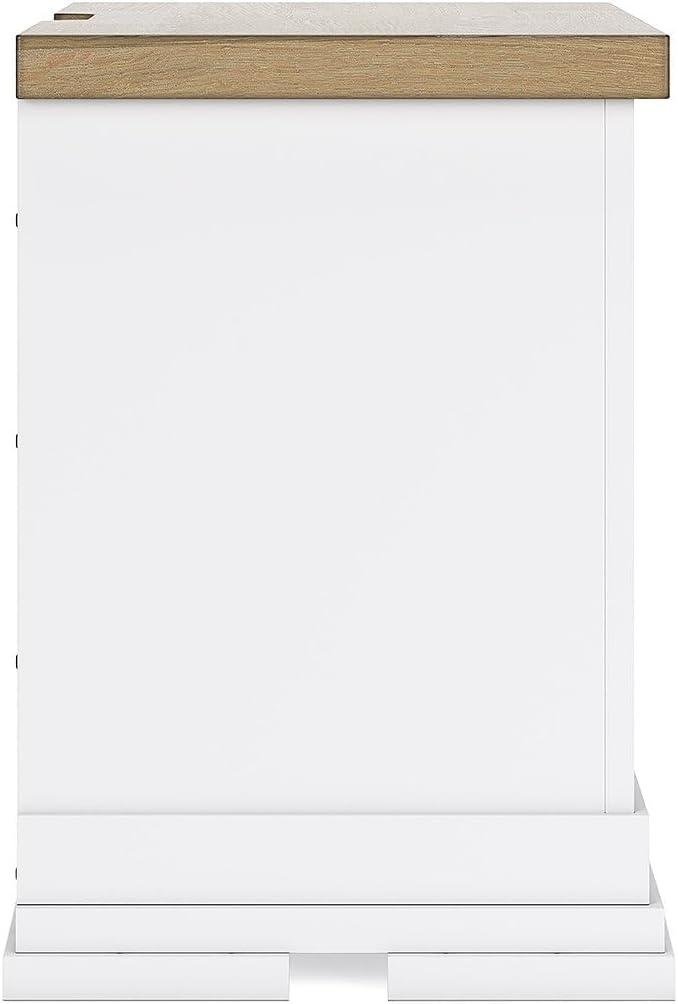 imageSignature Design by Ashley Ashbryn Three Drawer Farmhouse Style Nightstand White ampamp Natural Brown USB Charging Spacious Storage Dovetail Drawers