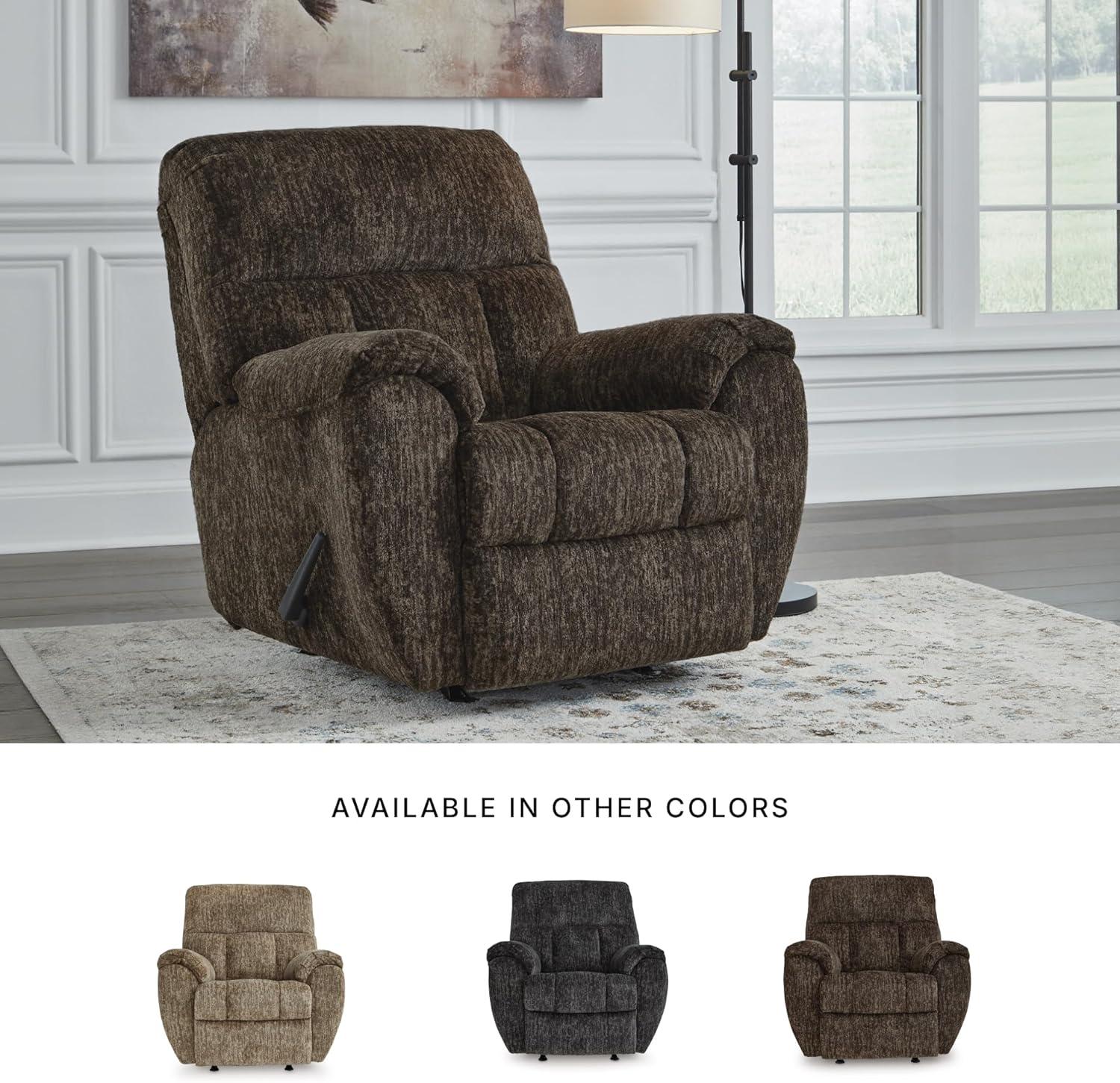 imageSignature Design by Ashley Aureta Classic Stain Resistant Power Lift Recliner with Side Pocket Heat and Massage Dark BrownChocolate