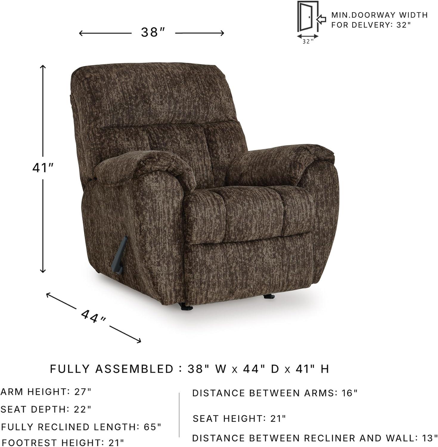 imageSignature Design by Ashley Aureta Classic Stain Resistant Power Lift Recliner with Side Pocket Heat and Massage Dark BrownChocolate