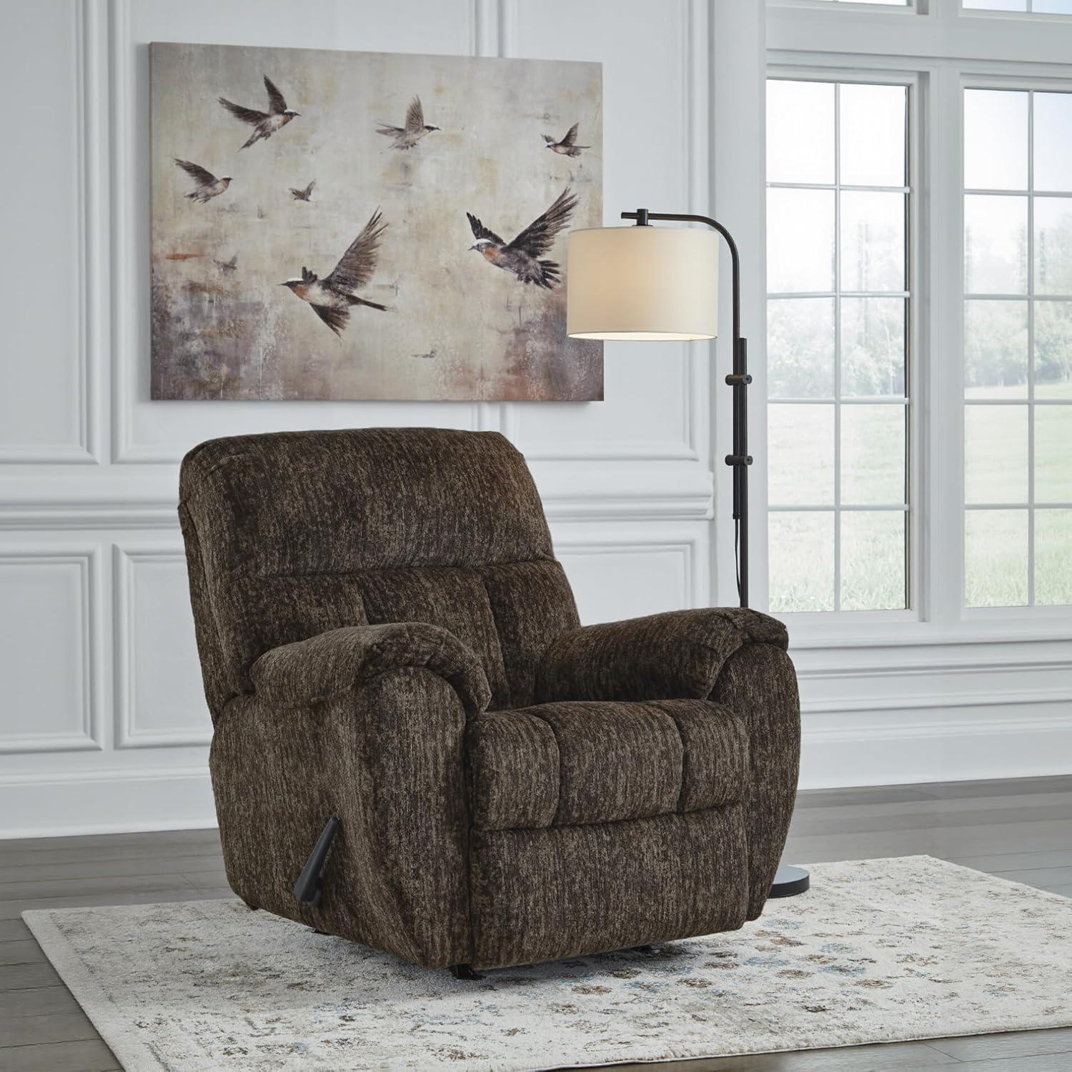 imageSignature Design by Ashley Aureta Classic Stain Resistant Power Lift Recliner with Side Pocket Heat and Massage Dark BrownChocolate