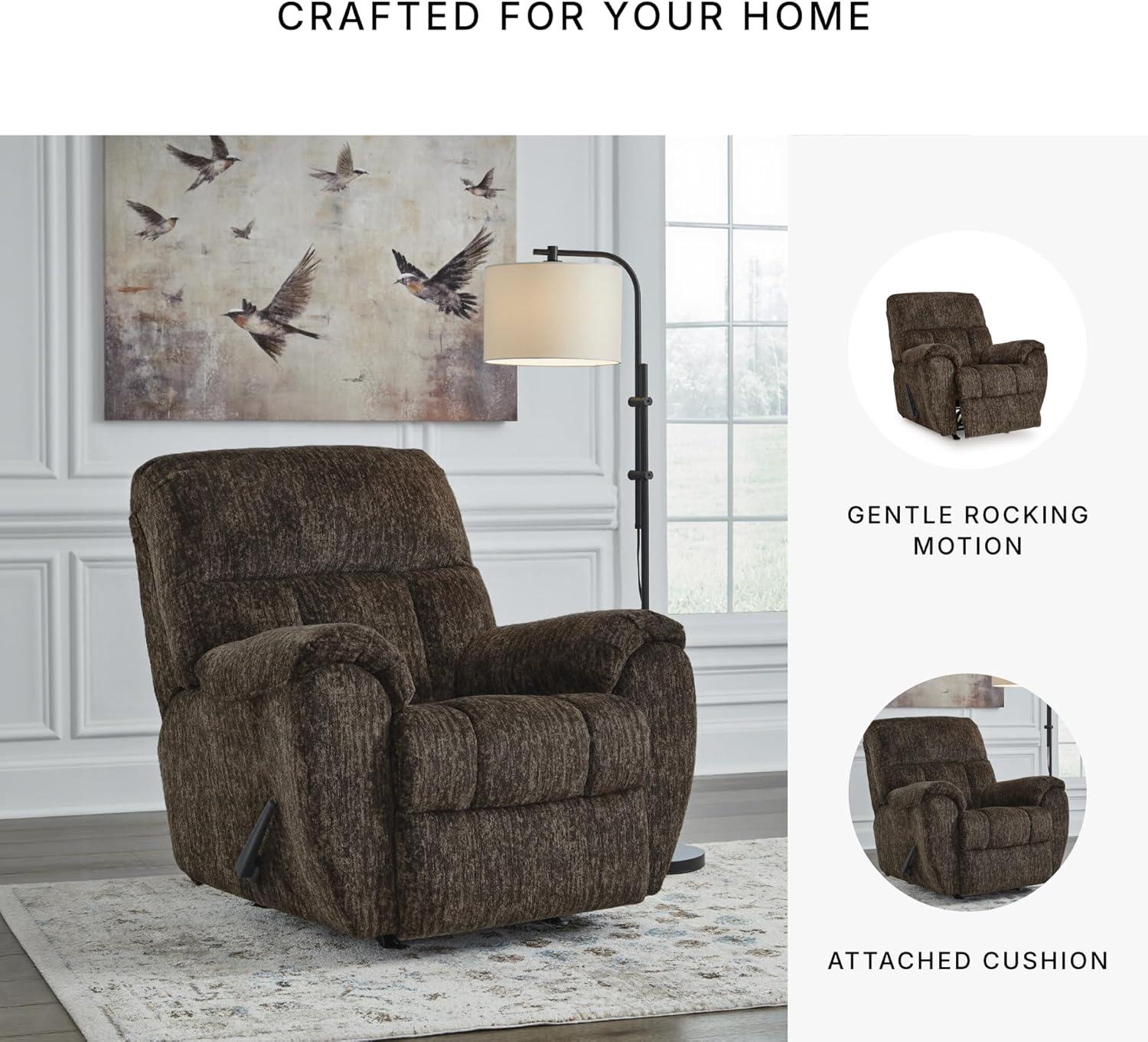 imageSignature Design by Ashley Aureta Classic Stain Resistant Power Lift Recliner with Side Pocket Heat and Massage Dark BrownChocolate