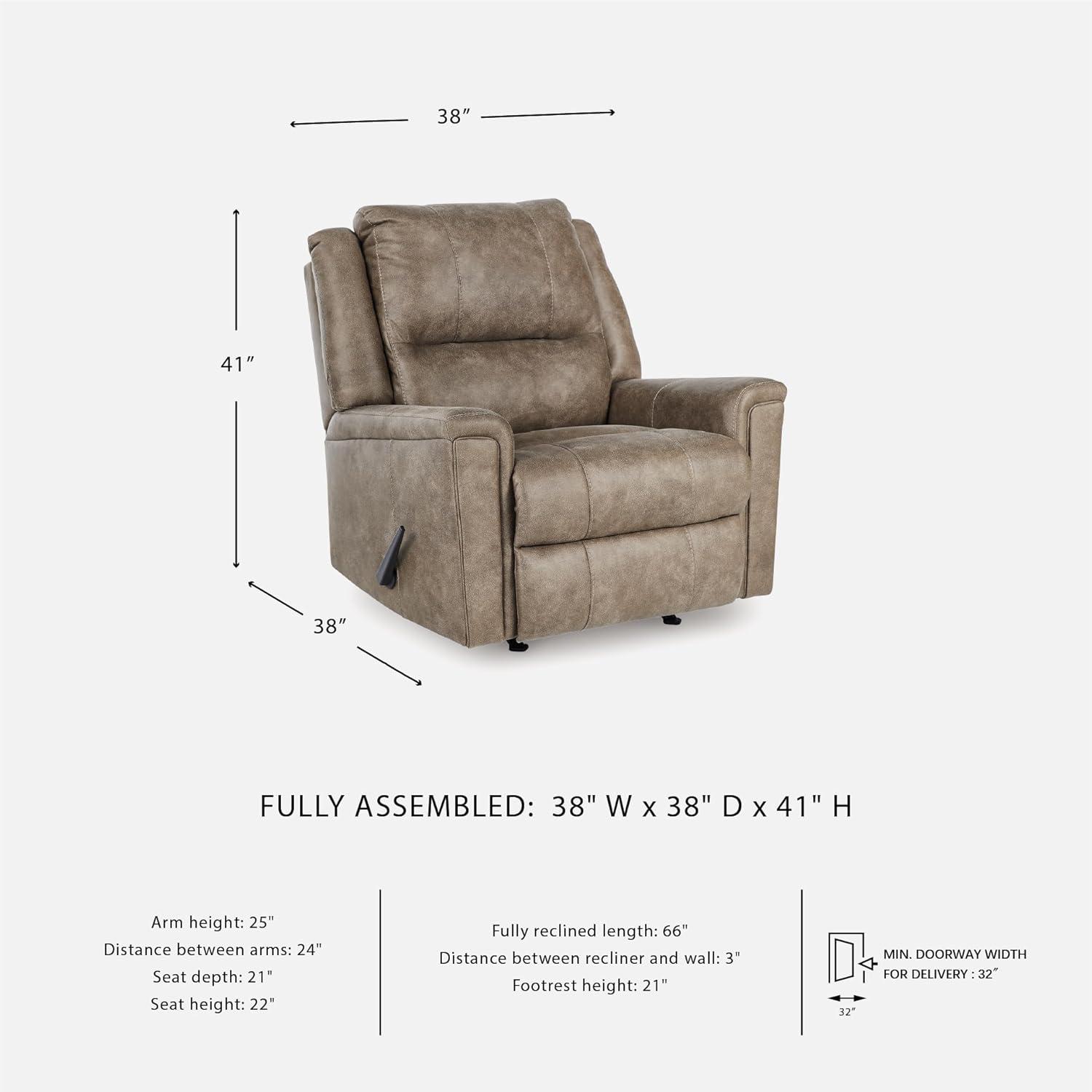 imageSignature Design by Ashley Aureta Classic Stain Resistant Power Lift Recliner with Side Pocket Heat and Massage Dark BrownFog