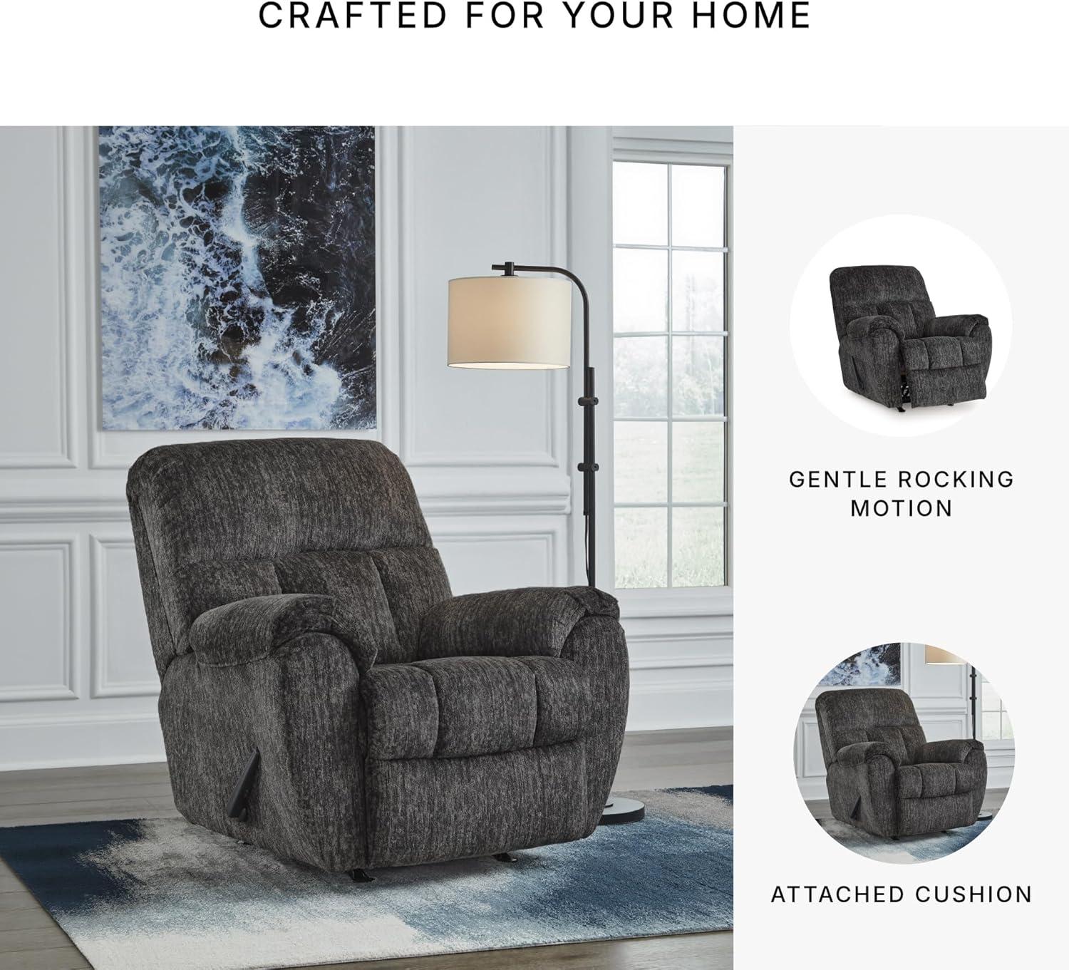 imageSignature Design by Ashley Aureta Classic Stain Resistant Power Lift Recliner with Side Pocket Heat and Massage Dark BrownGunmetal