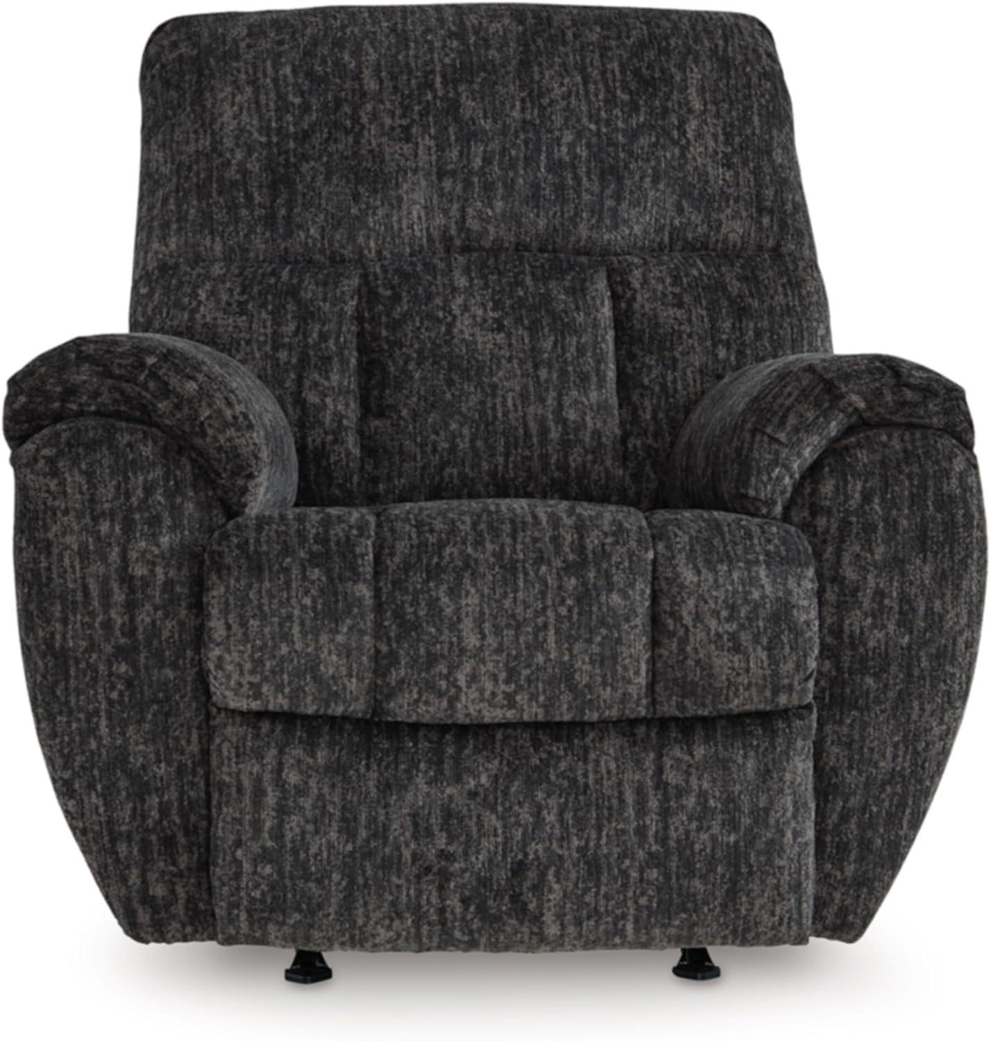 imageSignature Design by Ashley Aureta Classic Stain Resistant Power Lift Recliner with Side Pocket Heat and Massage Dark BrownGunmetal
