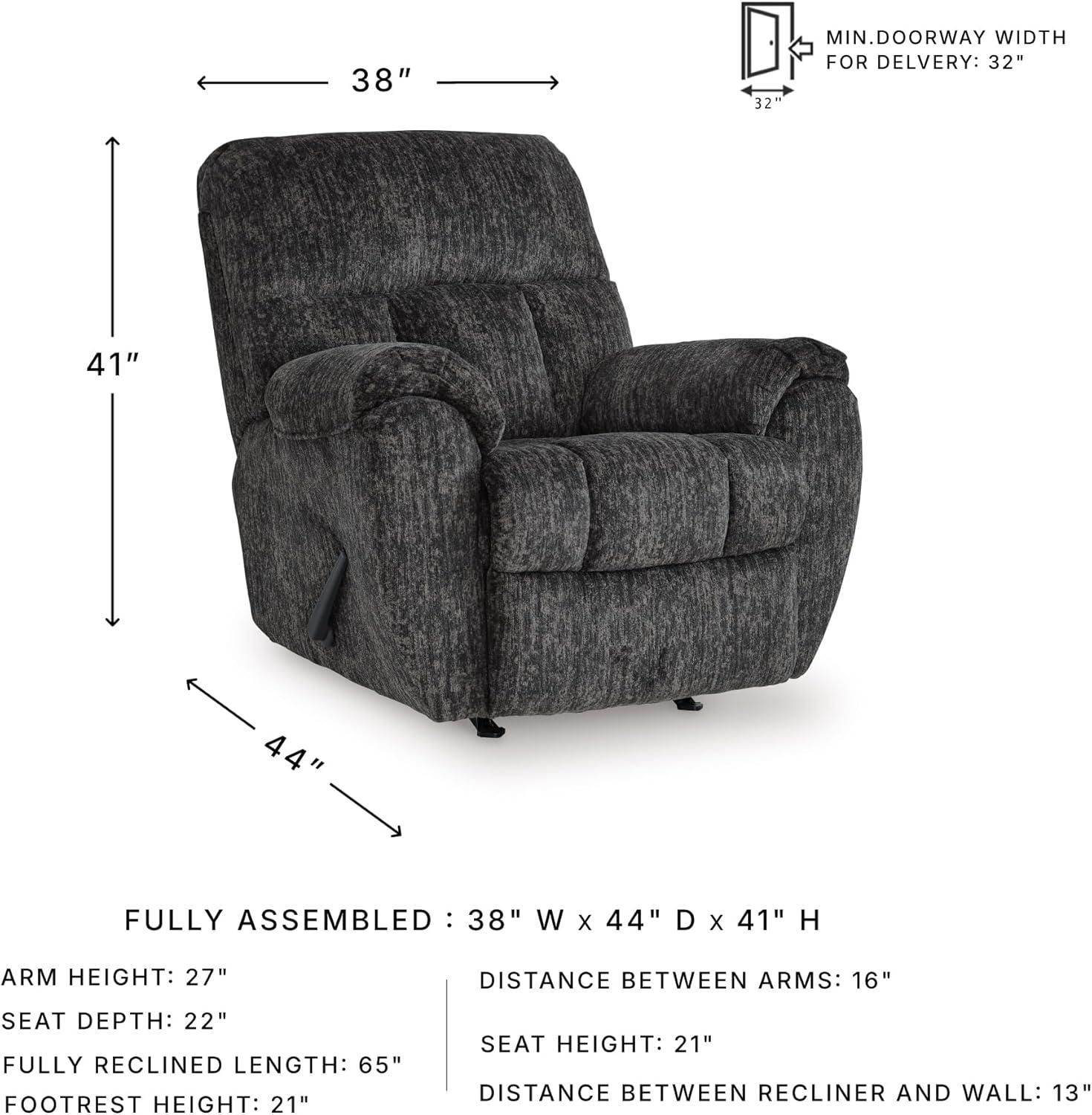 imageSignature Design by Ashley Aureta Classic Stain Resistant Power Lift Recliner with Side Pocket Heat and Massage Dark BrownGunmetal