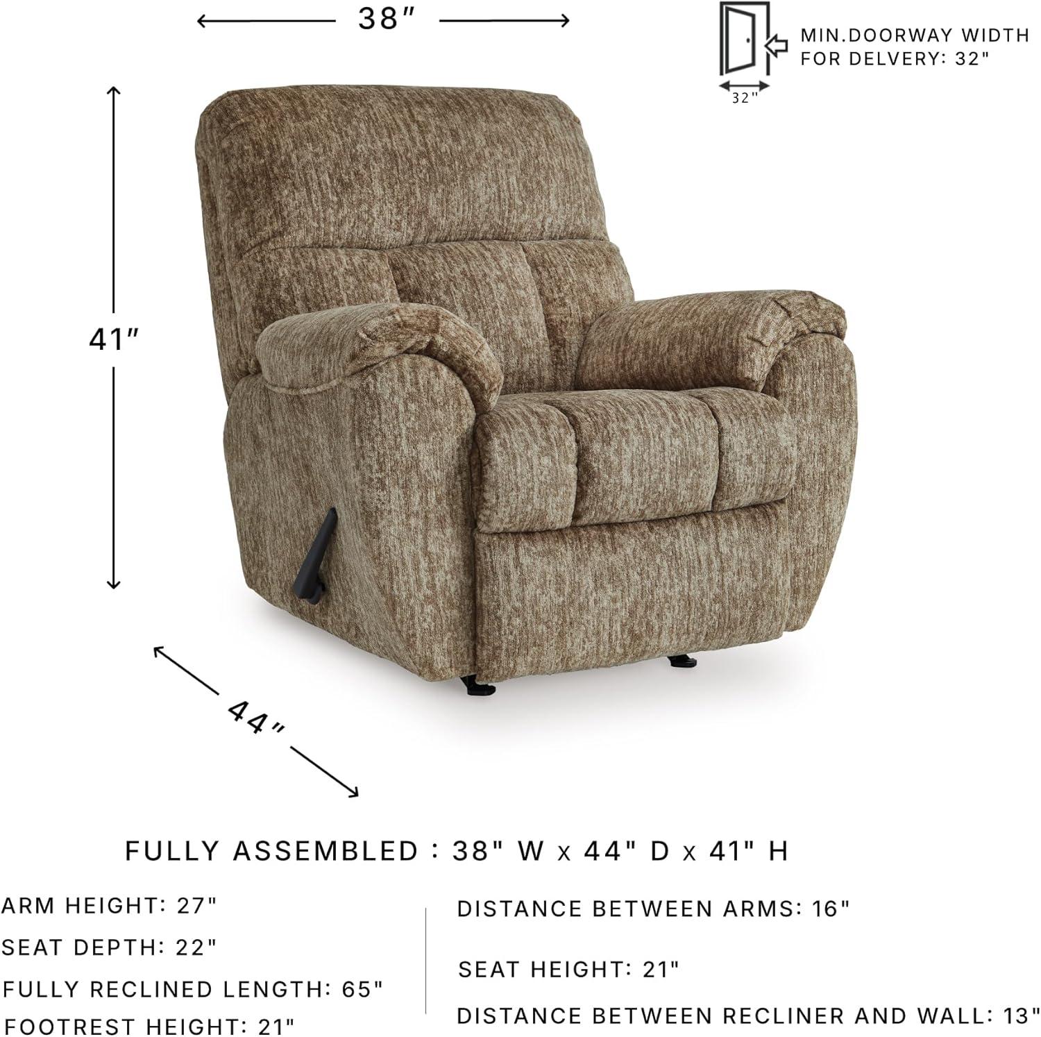 imageSignature Design by Ashley Aureta Classic Stain Resistant Power Lift Recliner with Side Pocket Heat and Massage Dark BrownTaupe