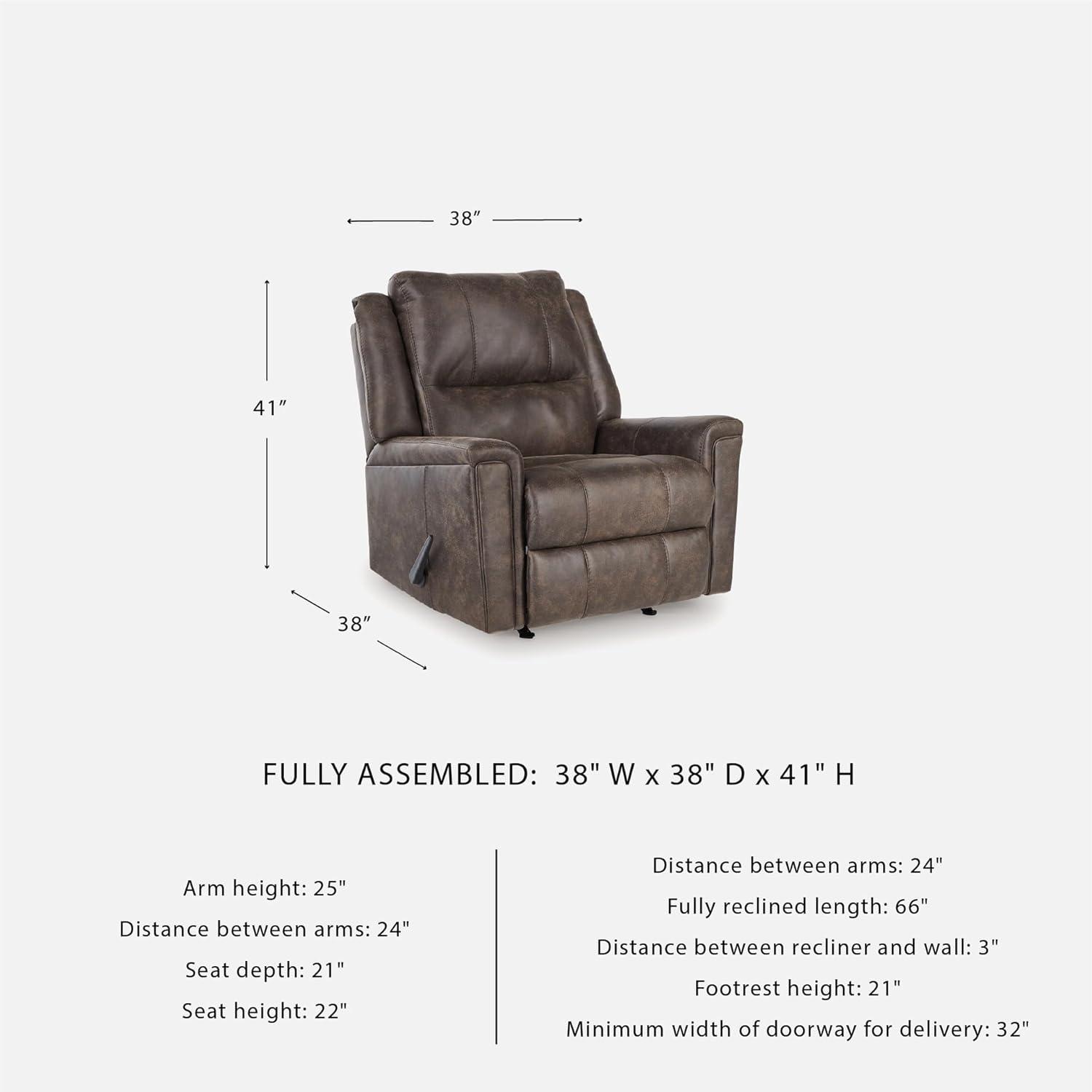 imageSignature Design by Ashley Aureta Classic Stain Resistant Power Lift Recliner with Side Pocket Heat and Massage Dark BrownWalnut
