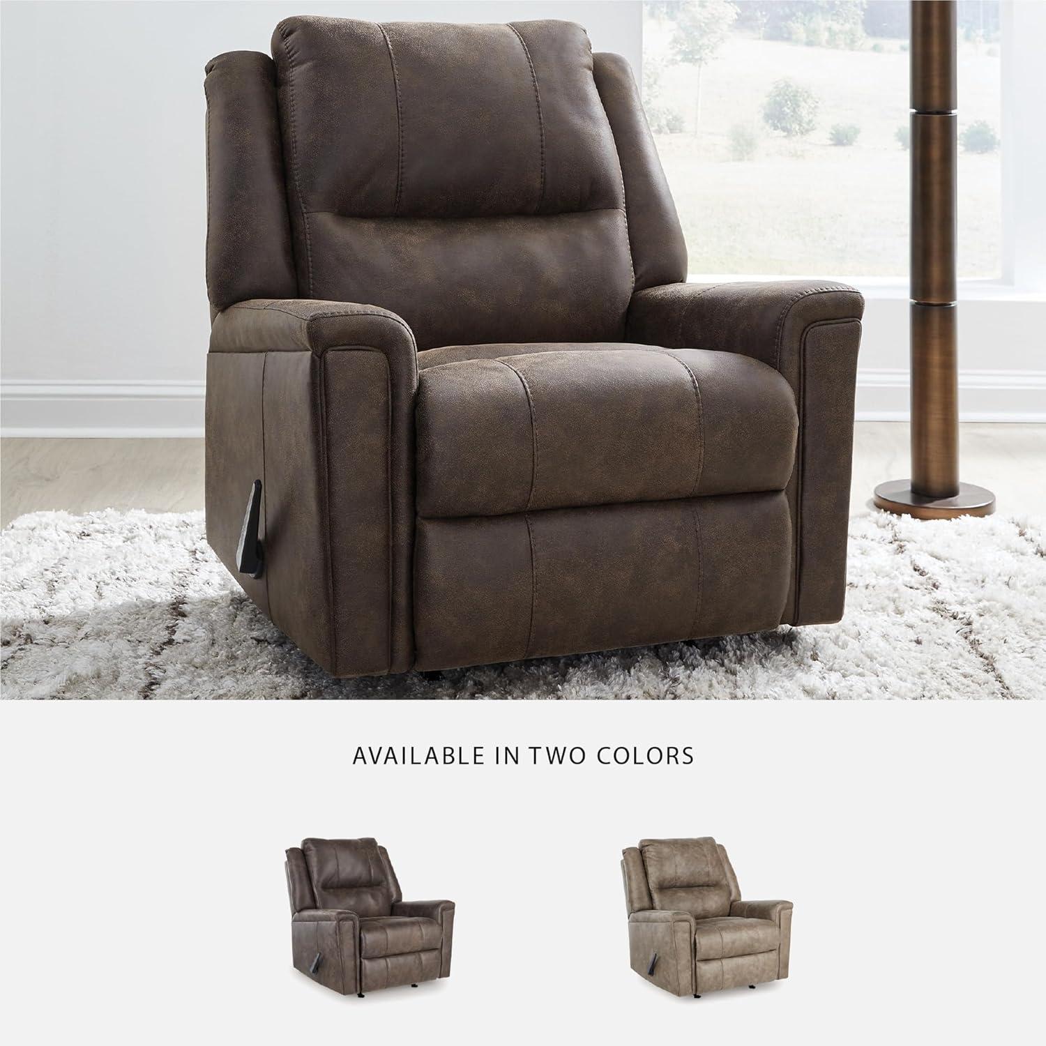 imageSignature Design by Ashley Aureta Classic Stain Resistant Power Lift Recliner with Side Pocket Heat and Massage Dark BrownWalnut