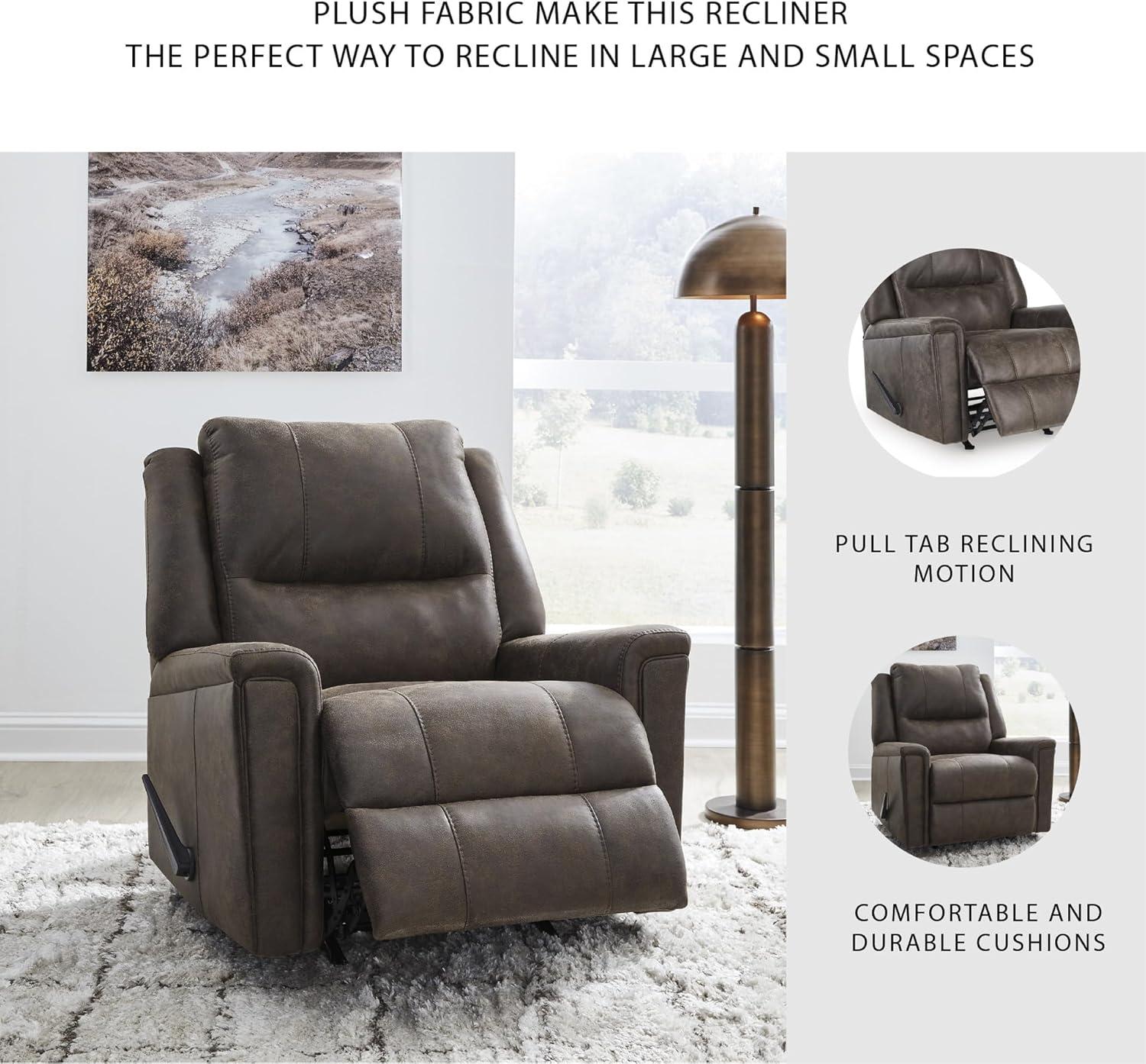 imageSignature Design by Ashley Aureta Classic Stain Resistant Power Lift Recliner with Side Pocket Heat and Massage Dark BrownWalnut