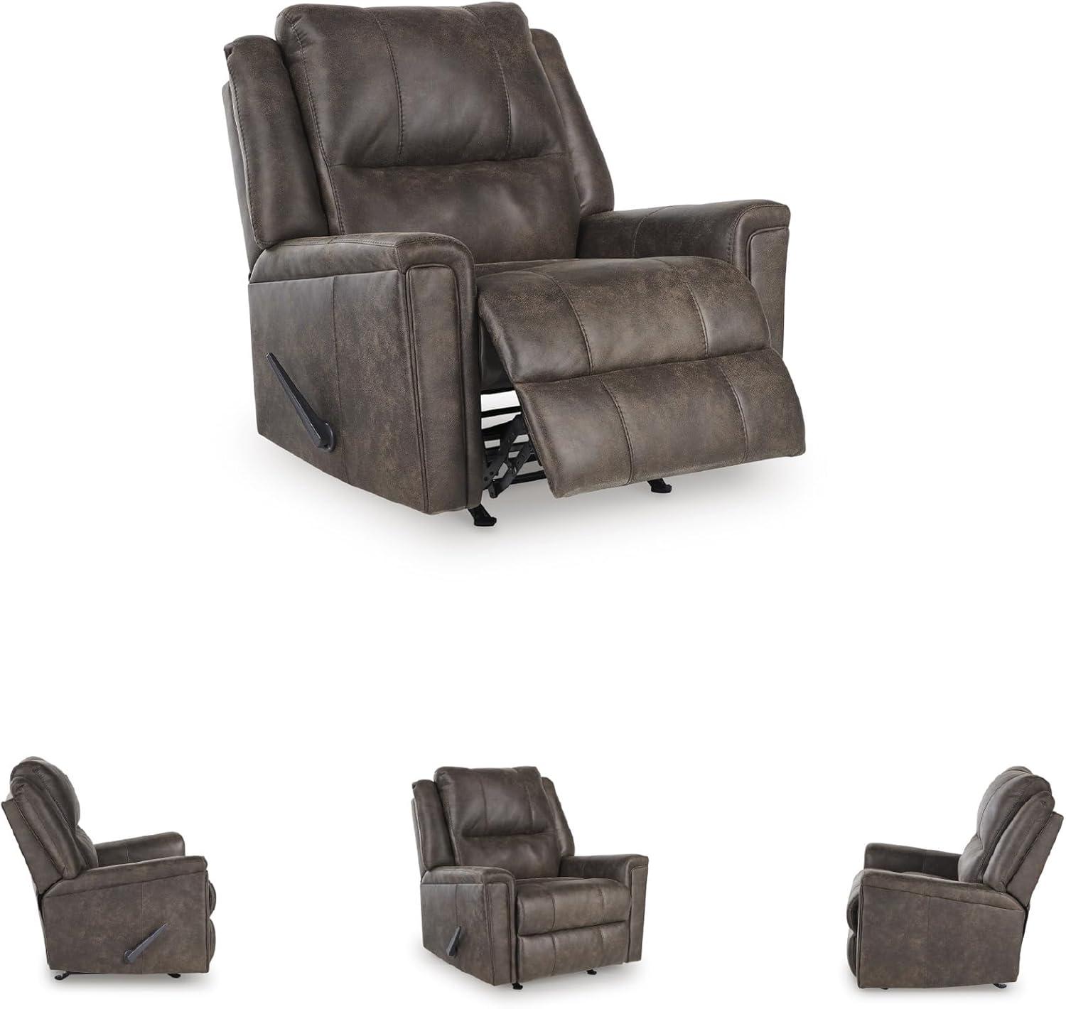 imageSignature Design by Ashley Aureta Classic Stain Resistant Power Lift Recliner with Side Pocket Heat and Massage Dark BrownWalnut