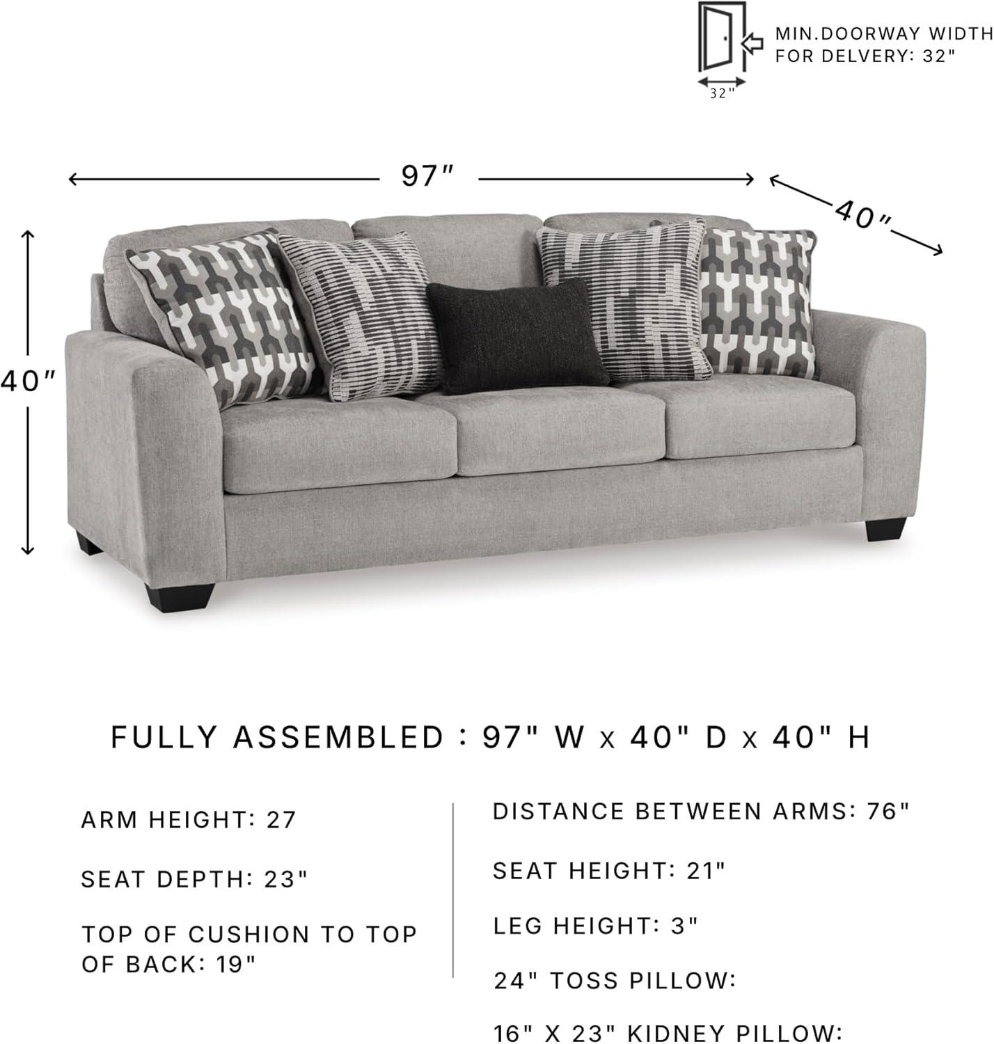 imageSignature Design by Ashley Avenal Park Casual Sofa with 5 Toss Pillows Light Gray