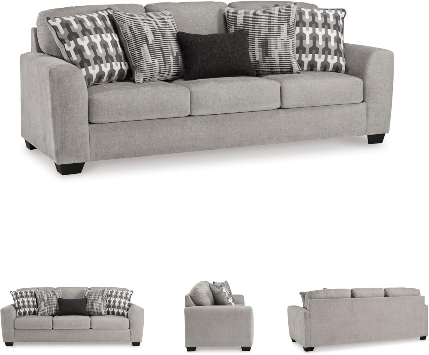 imageSignature Design by Ashley Avenal Park Casual Sofa with 5 Toss Pillows Light Gray