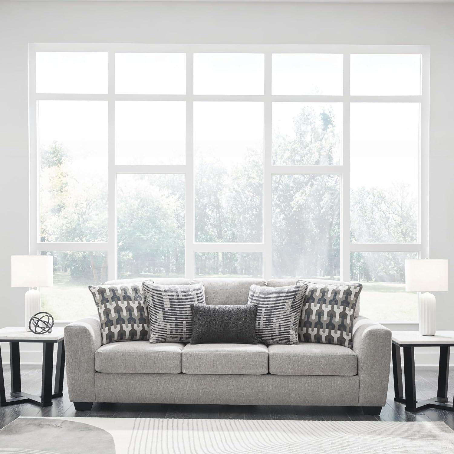 imageSignature Design by Ashley Avenal Park Casual Sofa with 5 Toss Pillows Light Gray