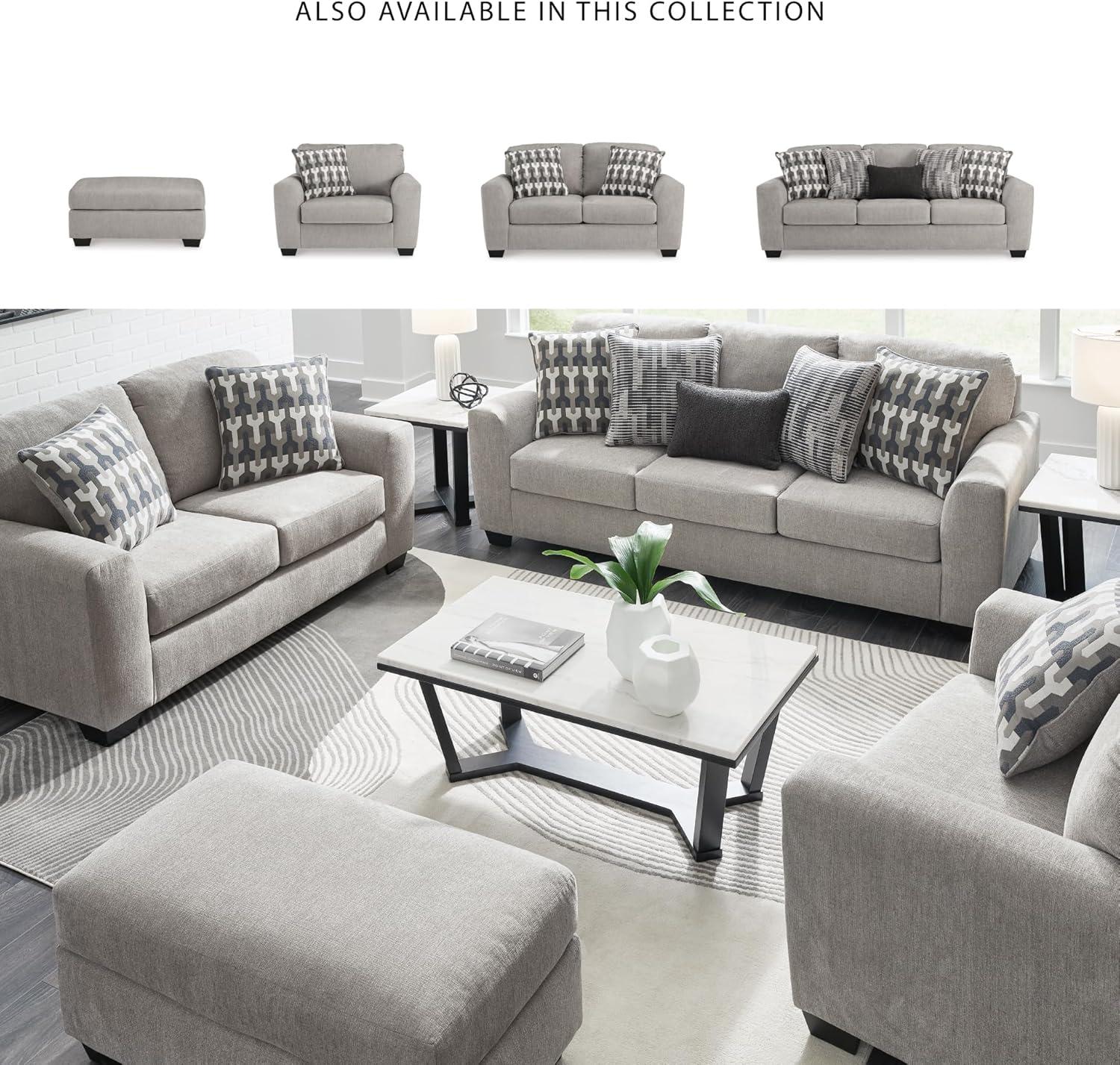 imageSignature Design by Ashley Avenal Park Casual Sofa with 5 Toss Pillows Light Gray