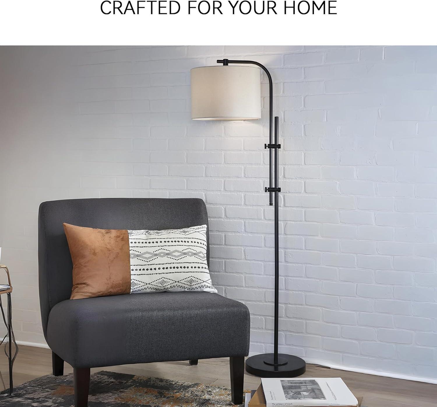 imageSignature Design by Ashley Baronvale 60quot Modern Metal Adjustable Floor Lamp BlackBlack