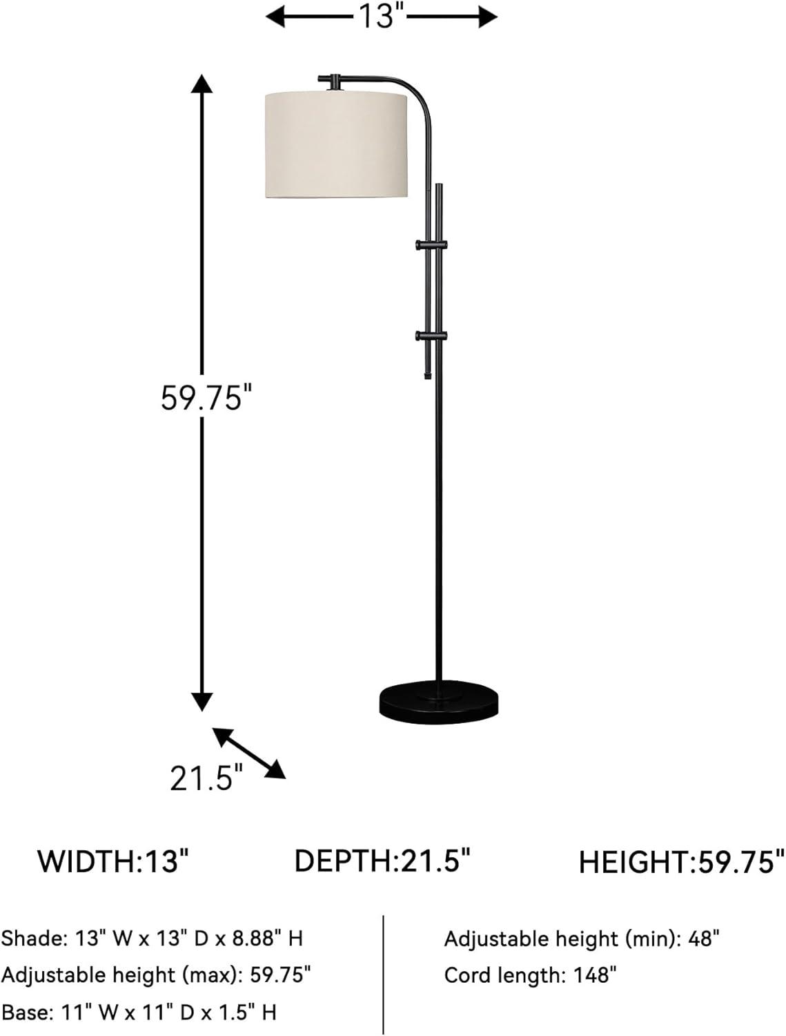 imageSignature Design by Ashley Baronvale 60quot Modern Metal Adjustable Floor Lamp BlackBlack
