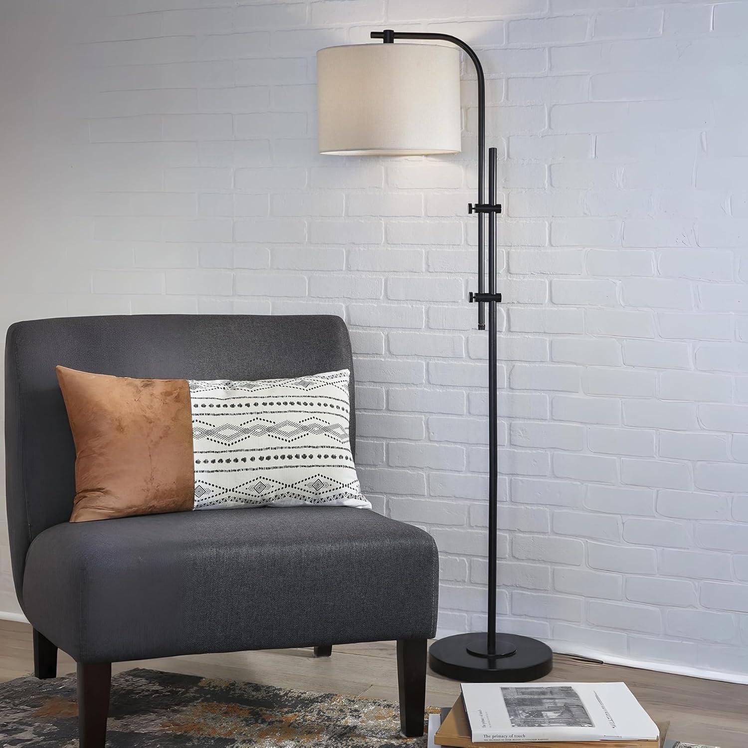 imageSignature Design by Ashley Baronvale 60quot Modern Metal Adjustable Floor Lamp BlackBlack