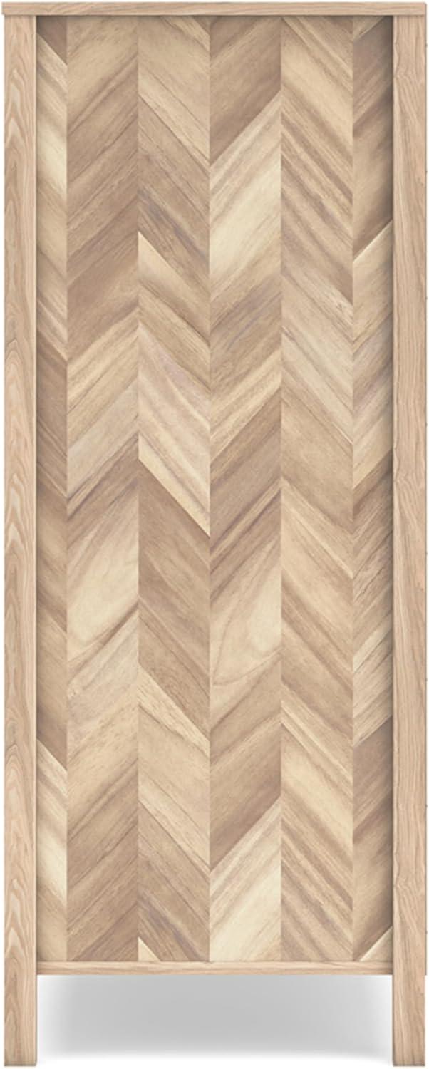 imageSignature Design by Ashley Battelle MidCentury Modern 5 Drawer Wide Chest with Safety Stop for Bedroom Light Brown