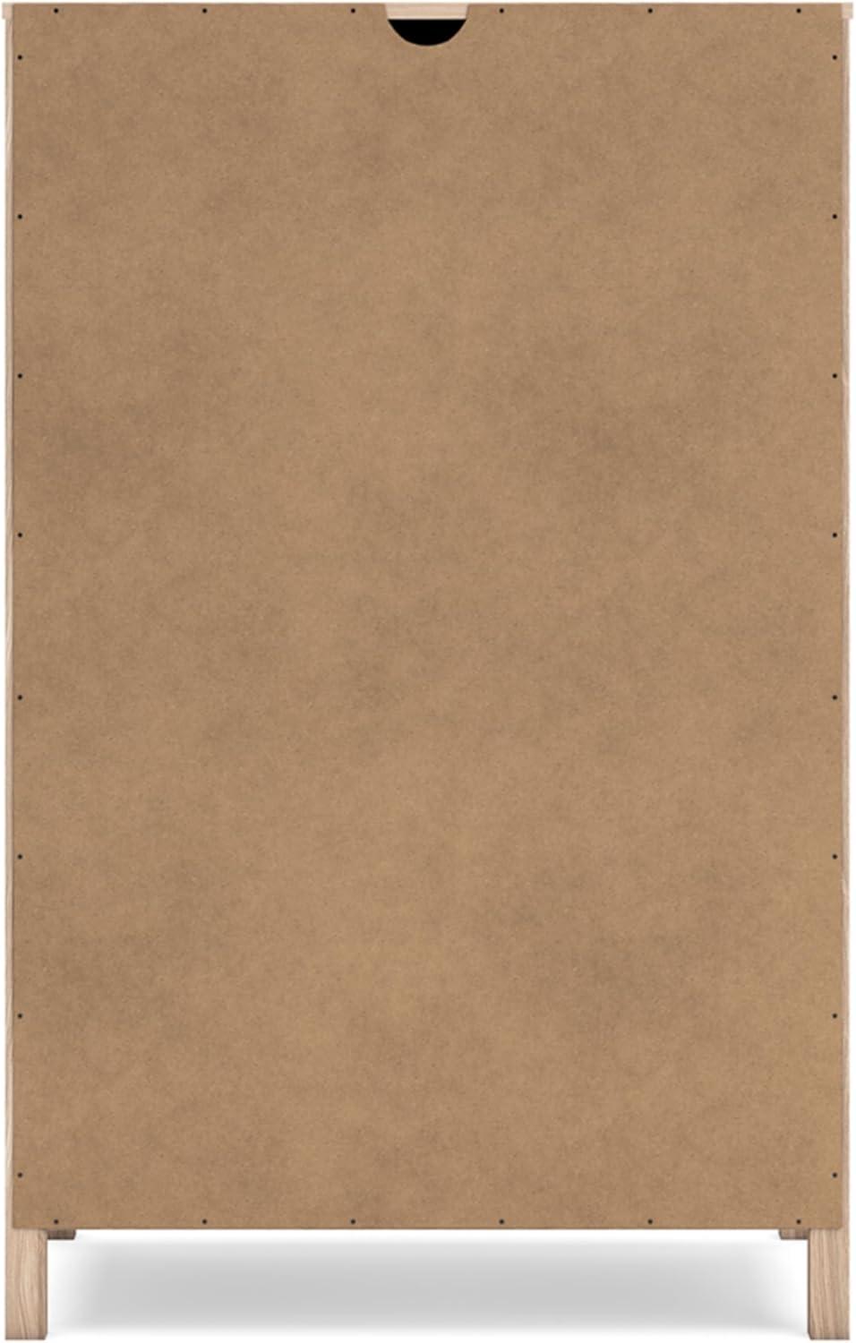 imageSignature Design by Ashley Battelle MidCentury Modern 5 Drawer Wide Chest with Safety Stop for Bedroom Light Brown