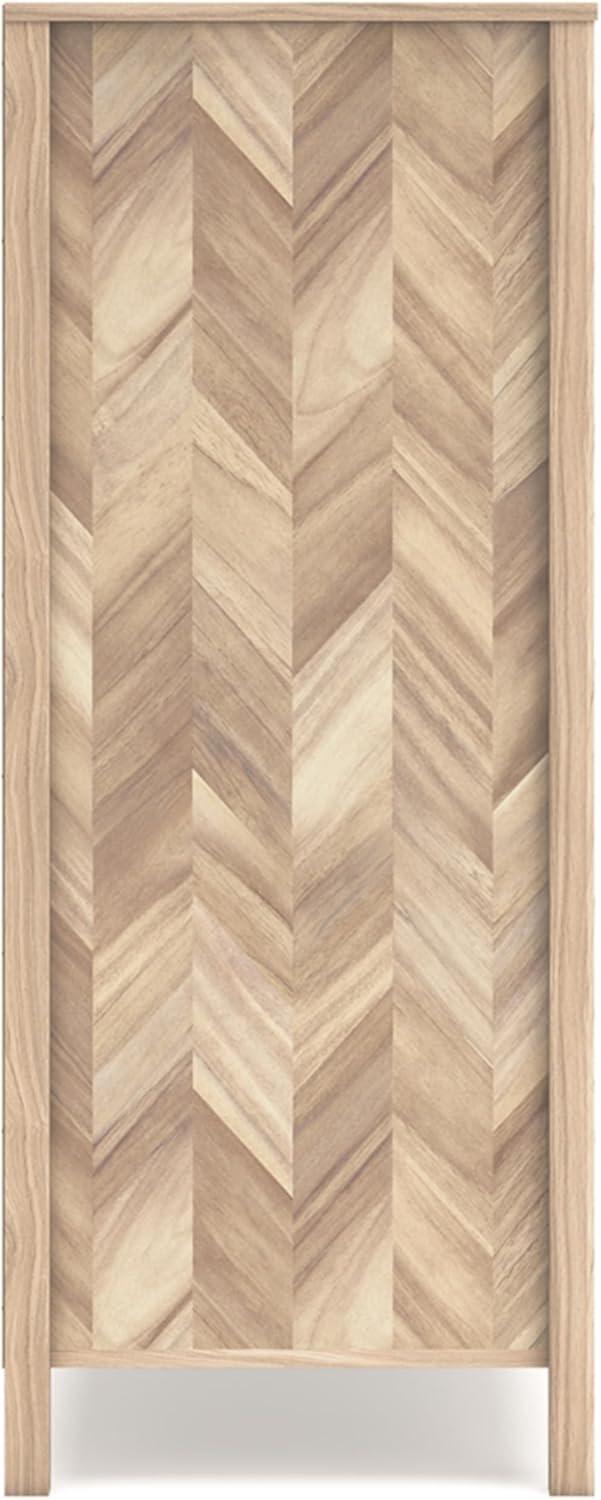 imageSignature Design by Ashley Battelle MidCentury Modern 5 Drawer Wide Chest with Safety Stop for Bedroom Light Brown