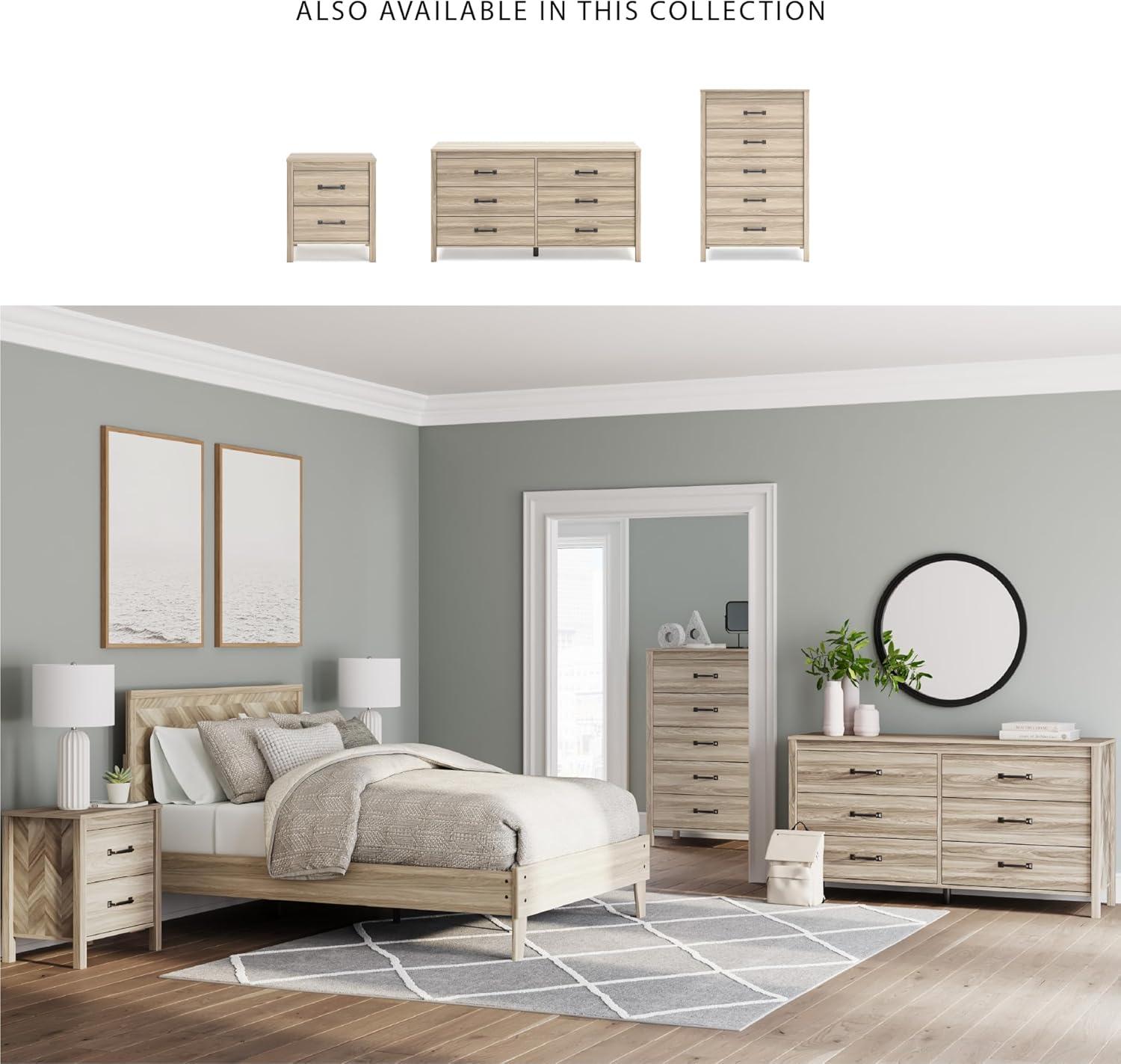 imageSignature Design by Ashley Battelle MidCentury Modern 5 Drawer Wide Chest with Safety Stop for Bedroom Light Brown
