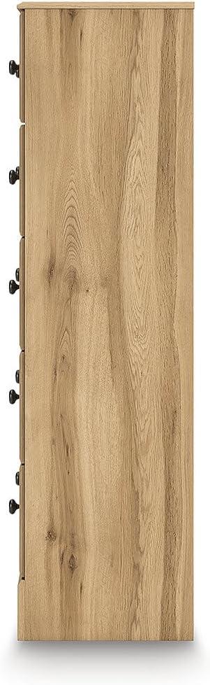 imageSignature Design by Ashley Bestmere Farmhouse 5Drawer Chest with Knobs Easy Glide and Safety Stop for Bedroom Light Brown