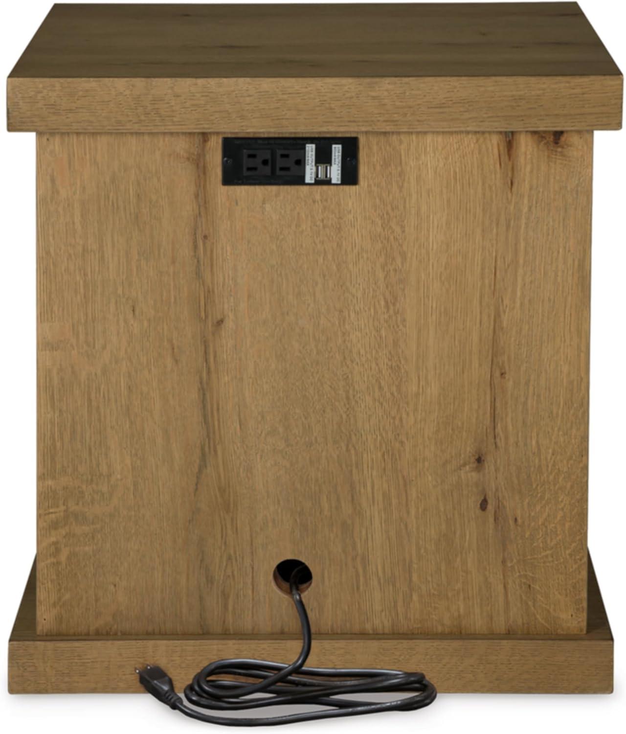 imageSignature Design by Ashley Brinstead Casual Chairside End Table with Power Supply and USB Ports Light BrownLight Brown