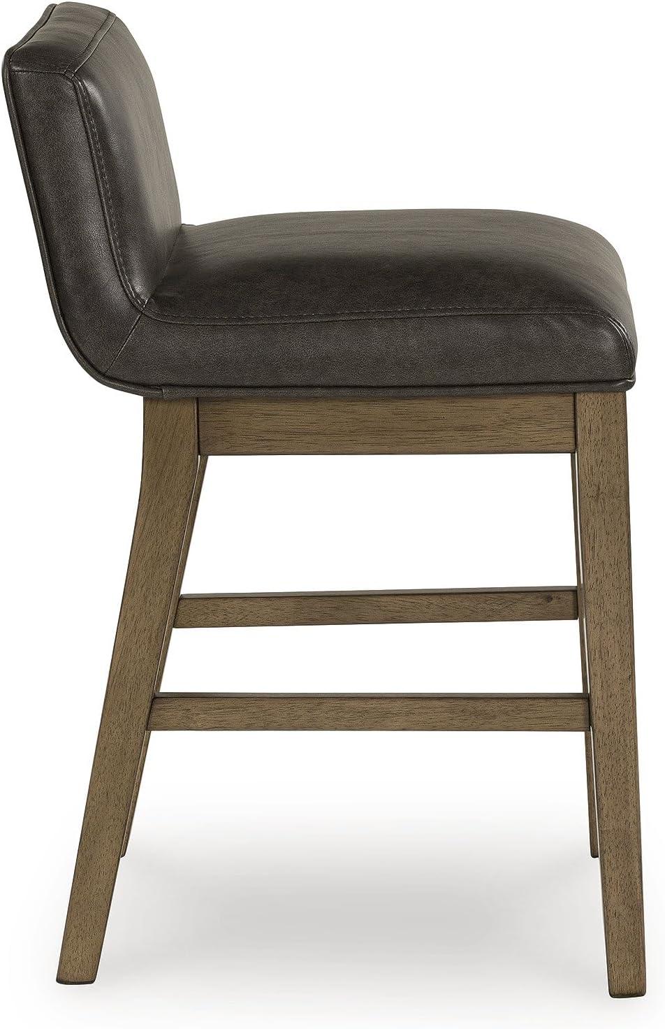 imageSignature Design by Ashley Cabalynn Casual Faux Leather Upholstered Low Back Counter Height Bar Stool with Footrest Set of 2 Light Brown ampamp Black