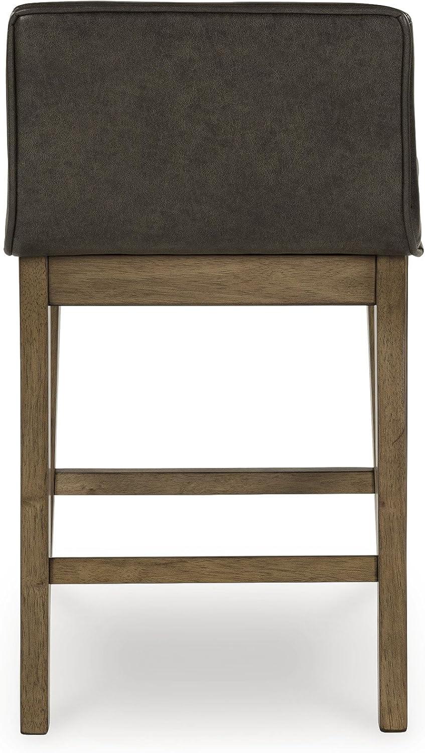 imageSignature Design by Ashley Cabalynn Casual Faux Leather Upholstered Low Back Counter Height Bar Stool with Footrest Set of 2 Light Brown ampamp Black