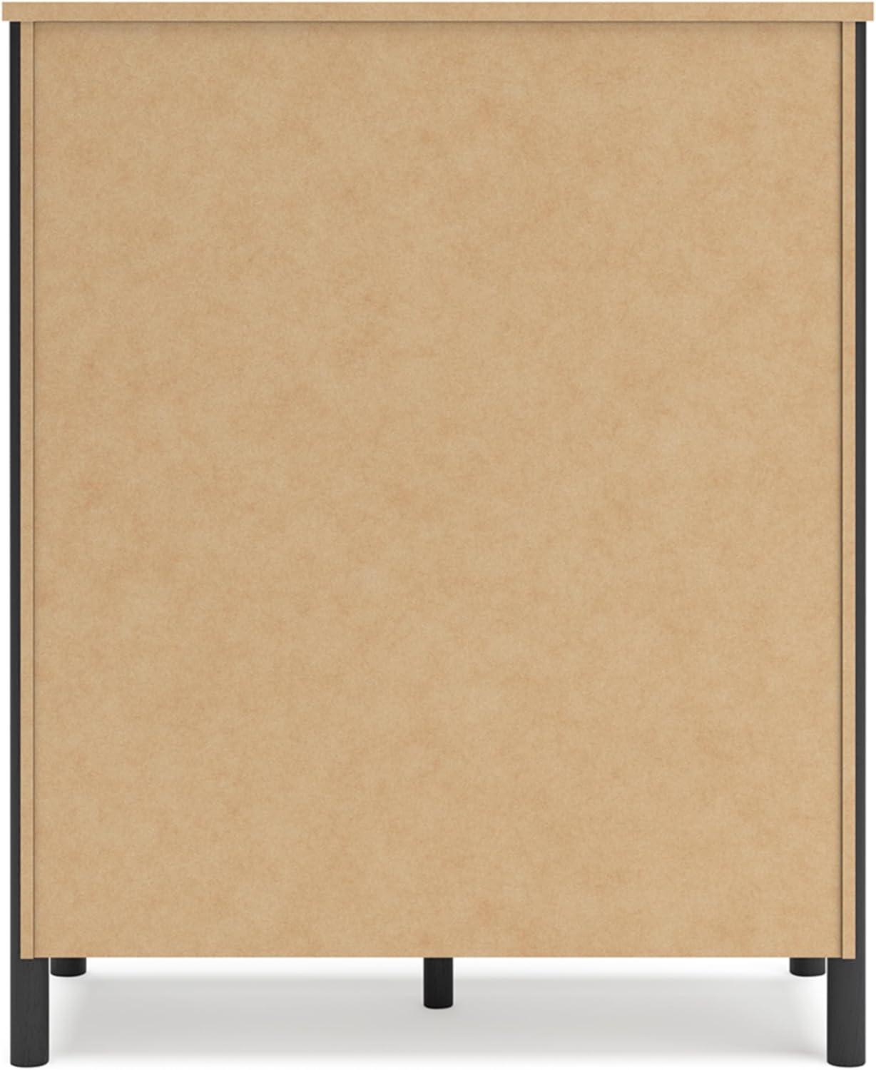 imageSignature Design by Ashley Cadmori Bohemian 5Drawer Chest of Drawers with Safety Stop and Post Legs Black ampamp WhiteBlack White