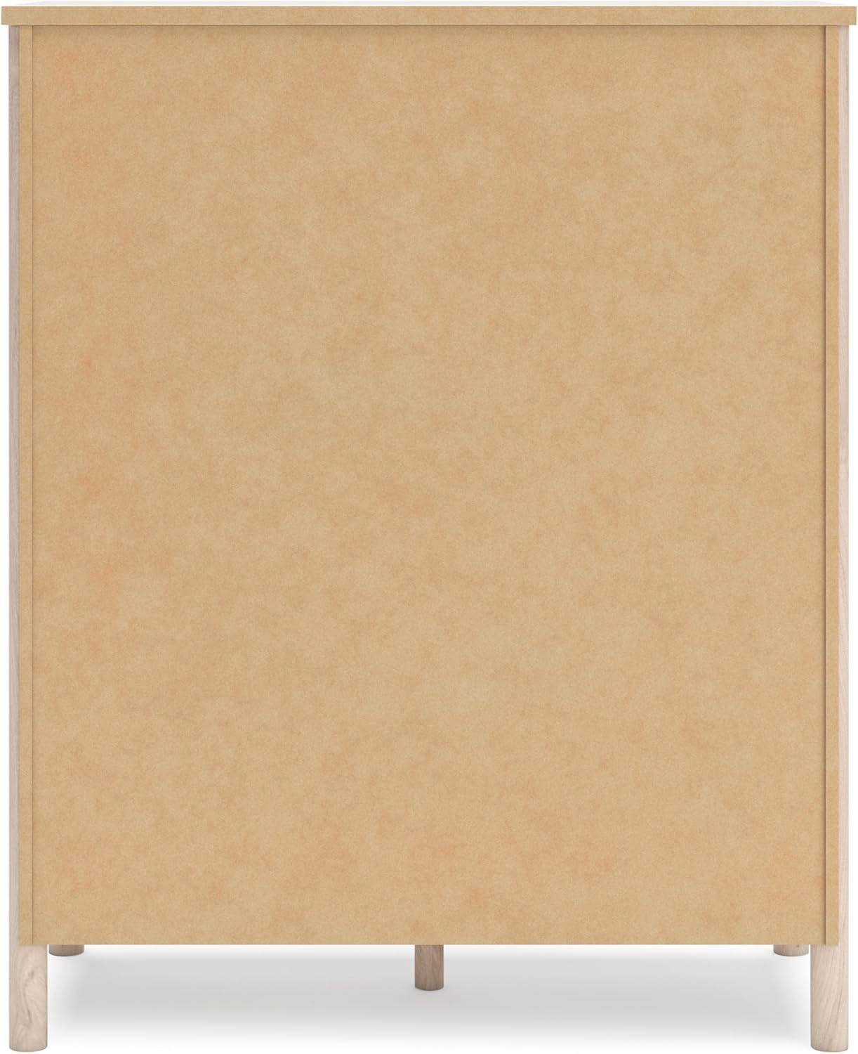 imageSignature Design by Ashley Cadmori Bohemian 5Drawer Chest of Drawers with Safety Stop and Post Legs Black ampamp WhiteLight Brown White