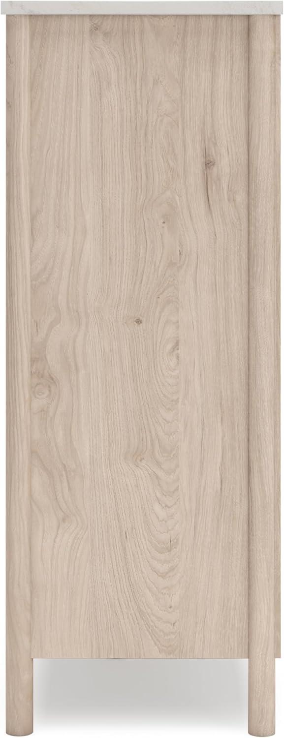 imageSignature Design by Ashley Cadmori Bohemian 5Drawer Chest of Drawers with Safety Stop and Post Legs Black ampamp WhiteLight Brown White