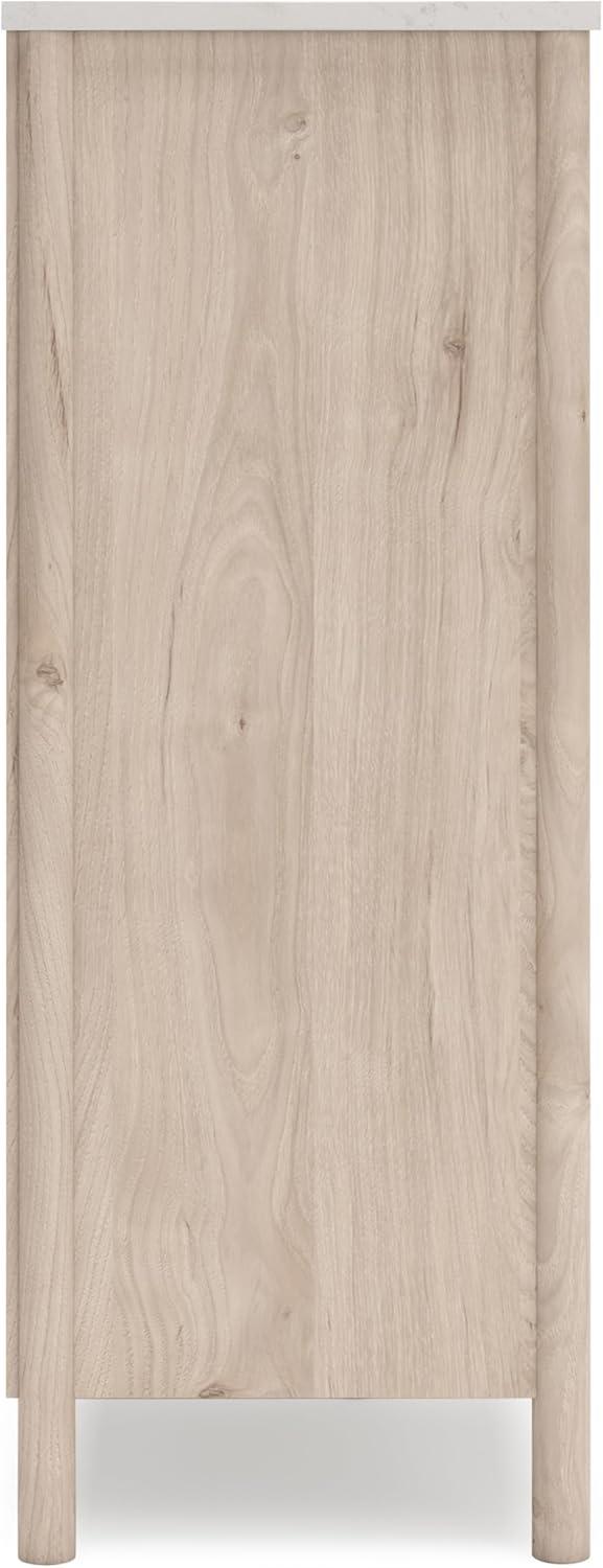 imageSignature Design by Ashley Cadmori Bohemian 5Drawer Chest of Drawers with Safety Stop and Post Legs Black ampamp WhiteLight Brown White