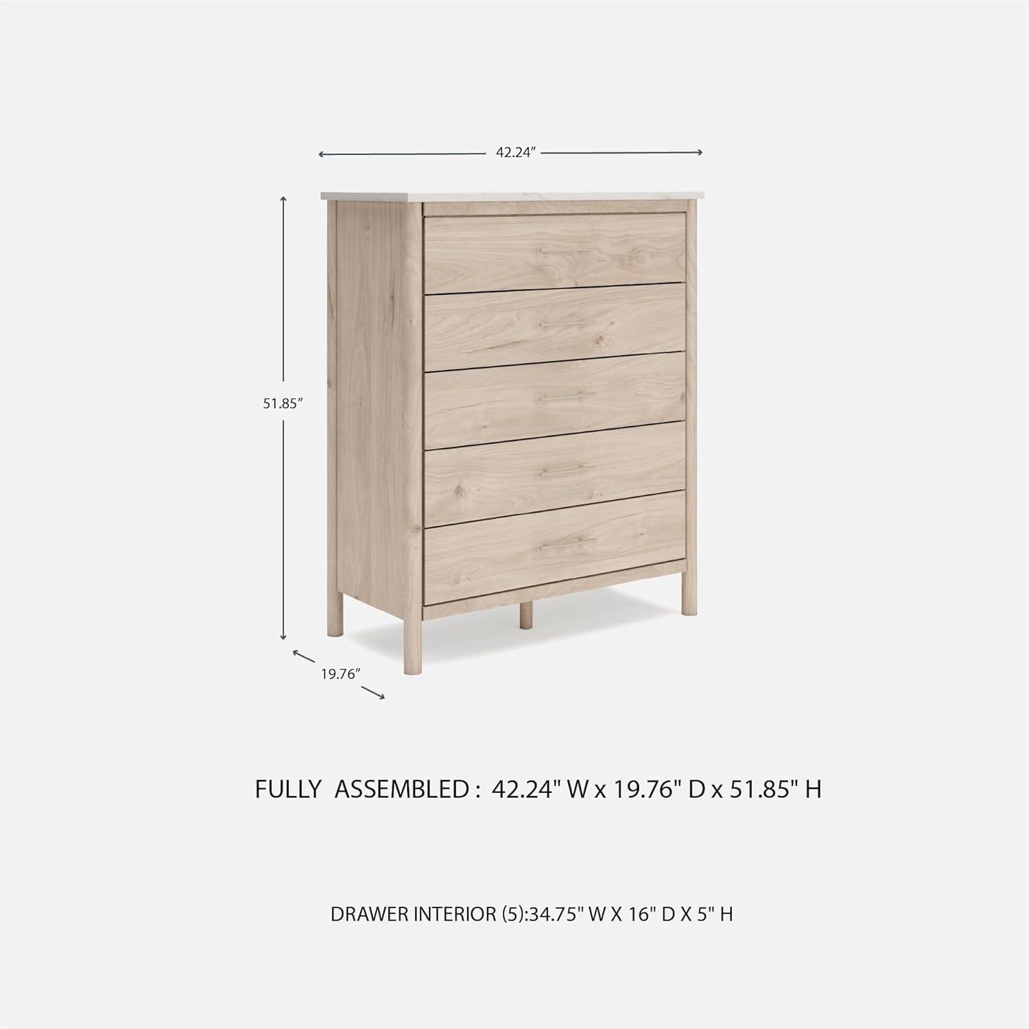 imageSignature Design by Ashley Cadmori Bohemian 5Drawer Chest of Drawers with Safety Stop and Post Legs Black ampamp WhiteLight Brown White