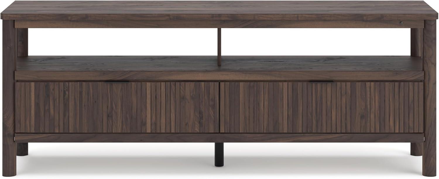 imageSignature Design by Ashley Cadmori Casual 72quot TV Stand for TVs up to 82quot with Ambient Lighting 2 Drawer and a Shelf Dark Brown