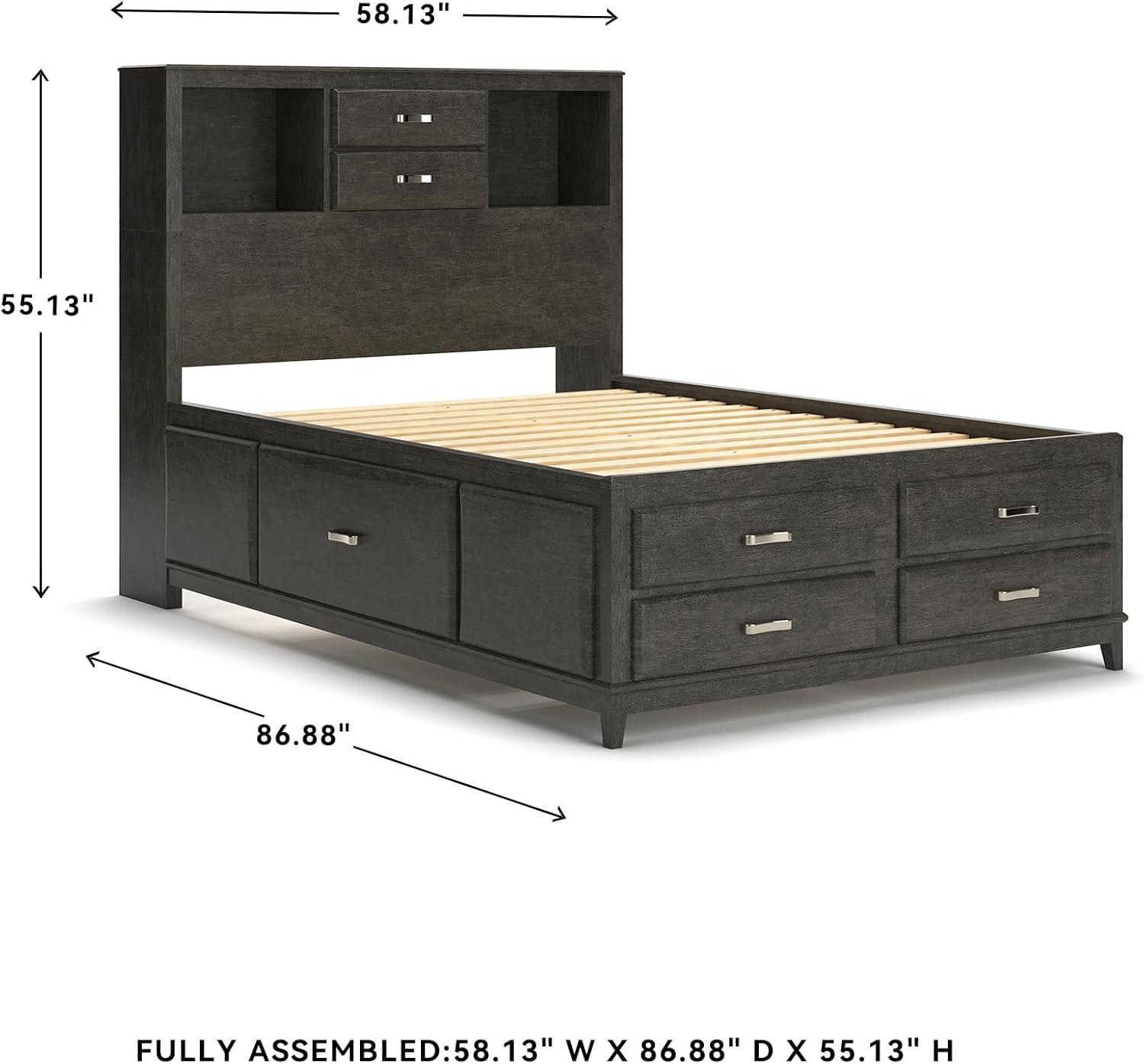 imageSignature Design by Ashley Caitbrook Contemporary Queen Storage Platform Bed with 8 Drawers and 2 Cubbies Foundation or Box Spring Not Needed GrayGrey