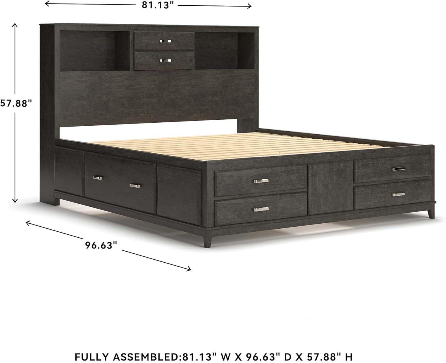 imageSignature Design by Ashley Caitbrook Contemporary Queen Storage Platform Bed with 8 Drawers and 2 Cubbies Foundation or Box Spring Not Needed GrayGrey