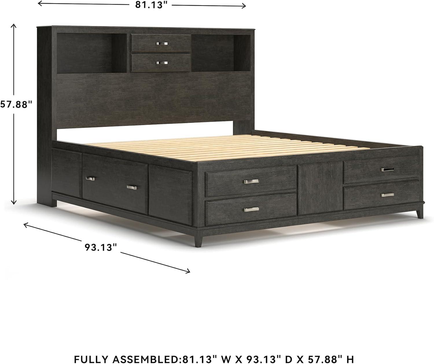 imageSignature Design by Ashley Caitbrook Contemporary Queen Storage Platform Bed with 8 Drawers and 2 Cubbies Foundation or Box Spring Not Needed GrayGrey