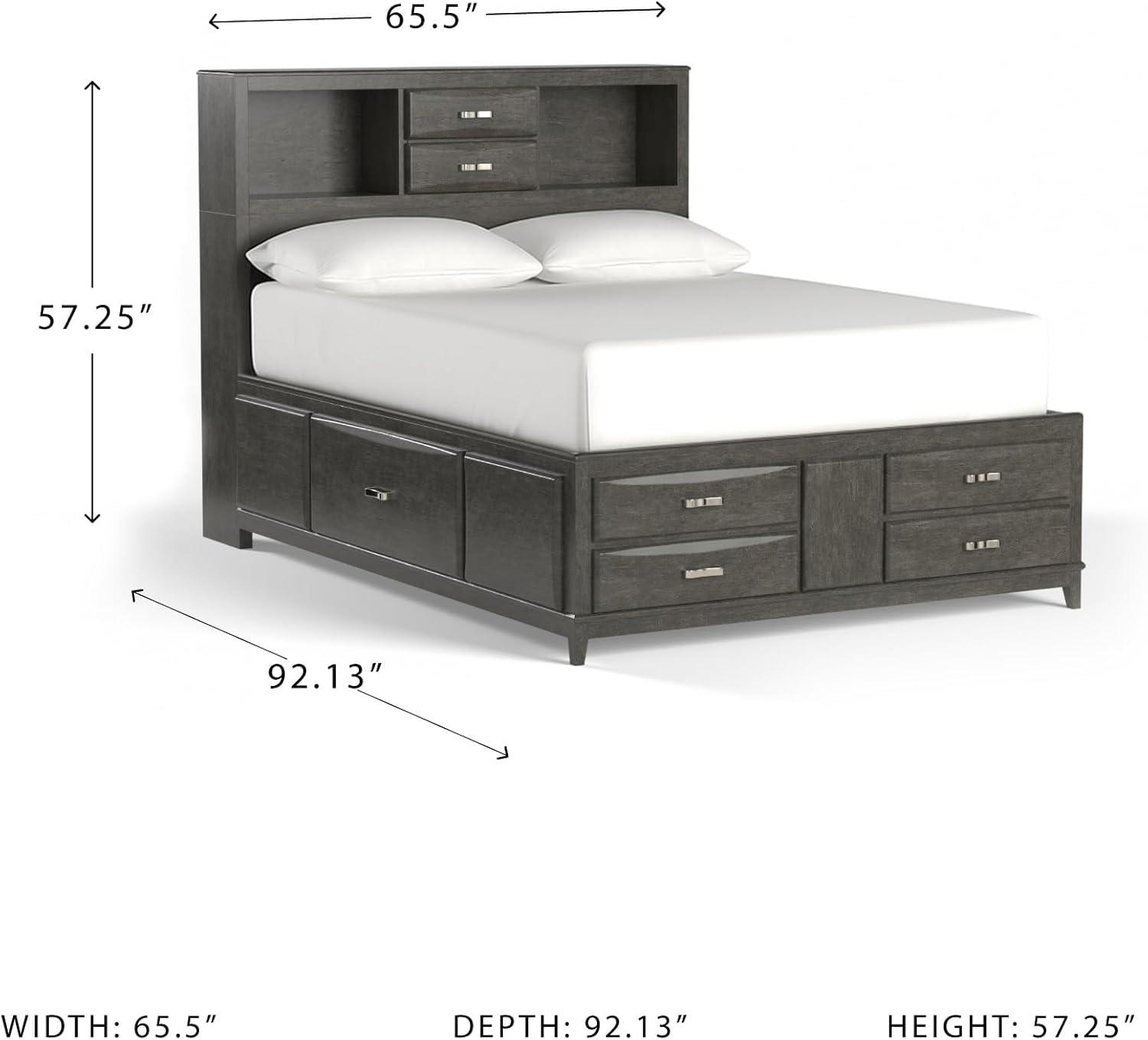 imageSignature Design by Ashley Caitbrook Contemporary Queen Storage Platform Bed with 8 Drawers and 2 Cubbies Foundation or Box Spring Not Needed GrayGrey