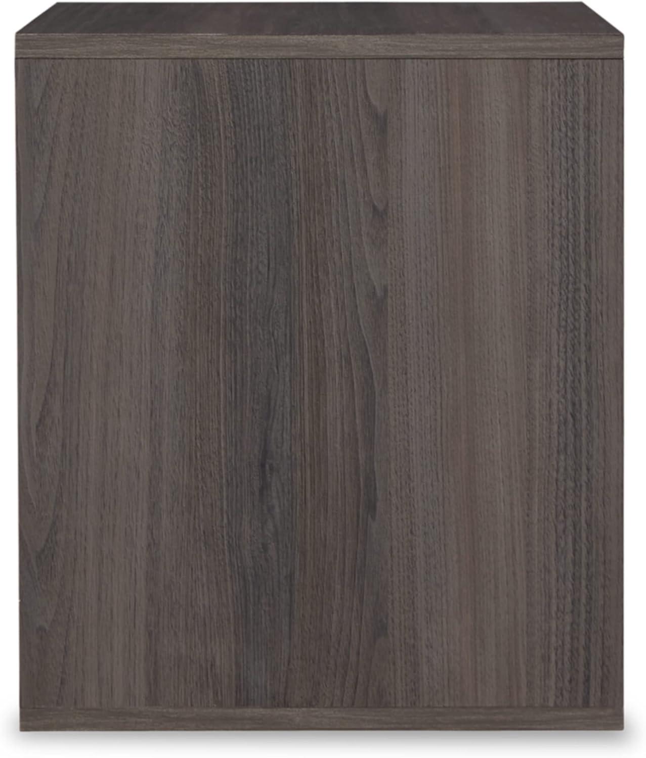 imageSignature Design by Ashley Calverson Modern 1 Drawer Nightstand with Open Cubby 2118quot Tall Dark BrownGrayish Brown