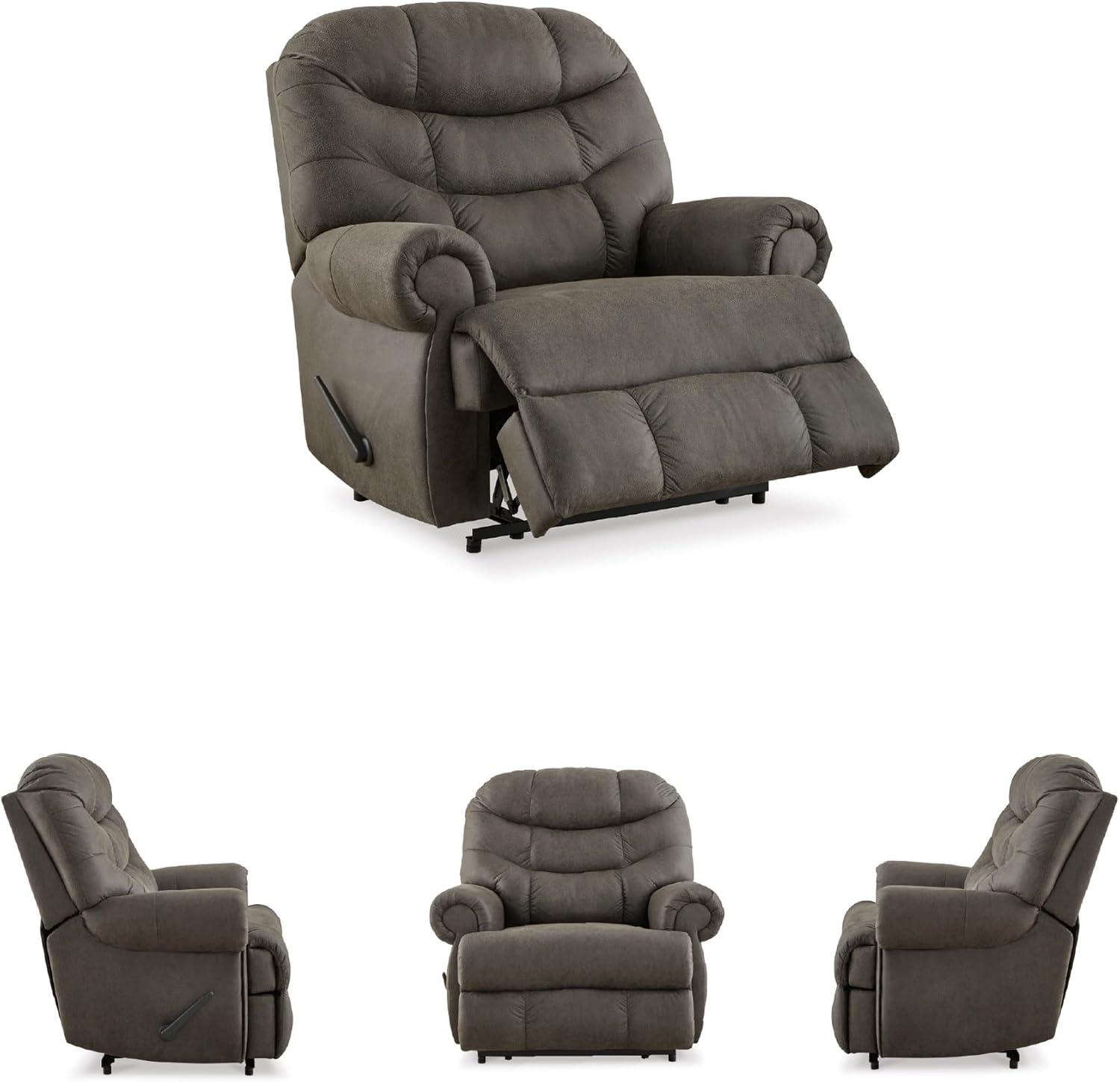 imageSignature Design by Ashley Camera Time Classic Tufted Faux Leather Zero Wall Recliner Gray