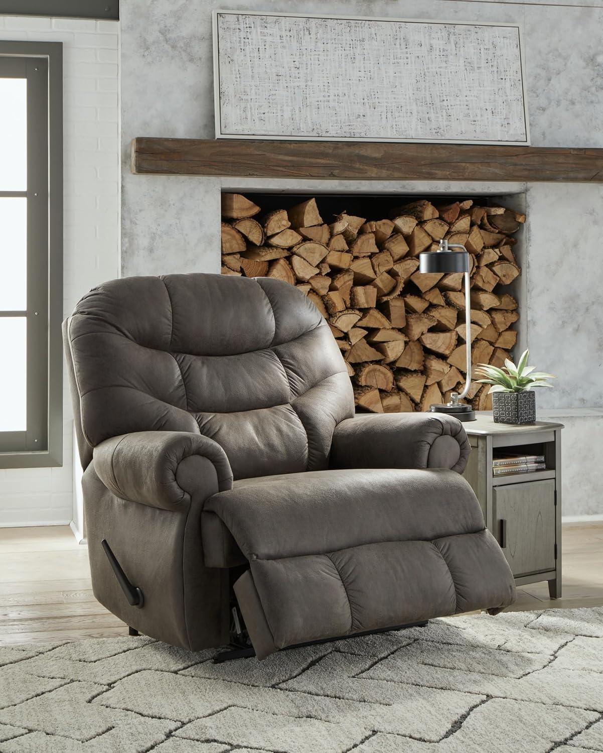 imageSignature Design by Ashley Camera Time Classic Tufted Faux Leather Zero Wall Recliner Gray