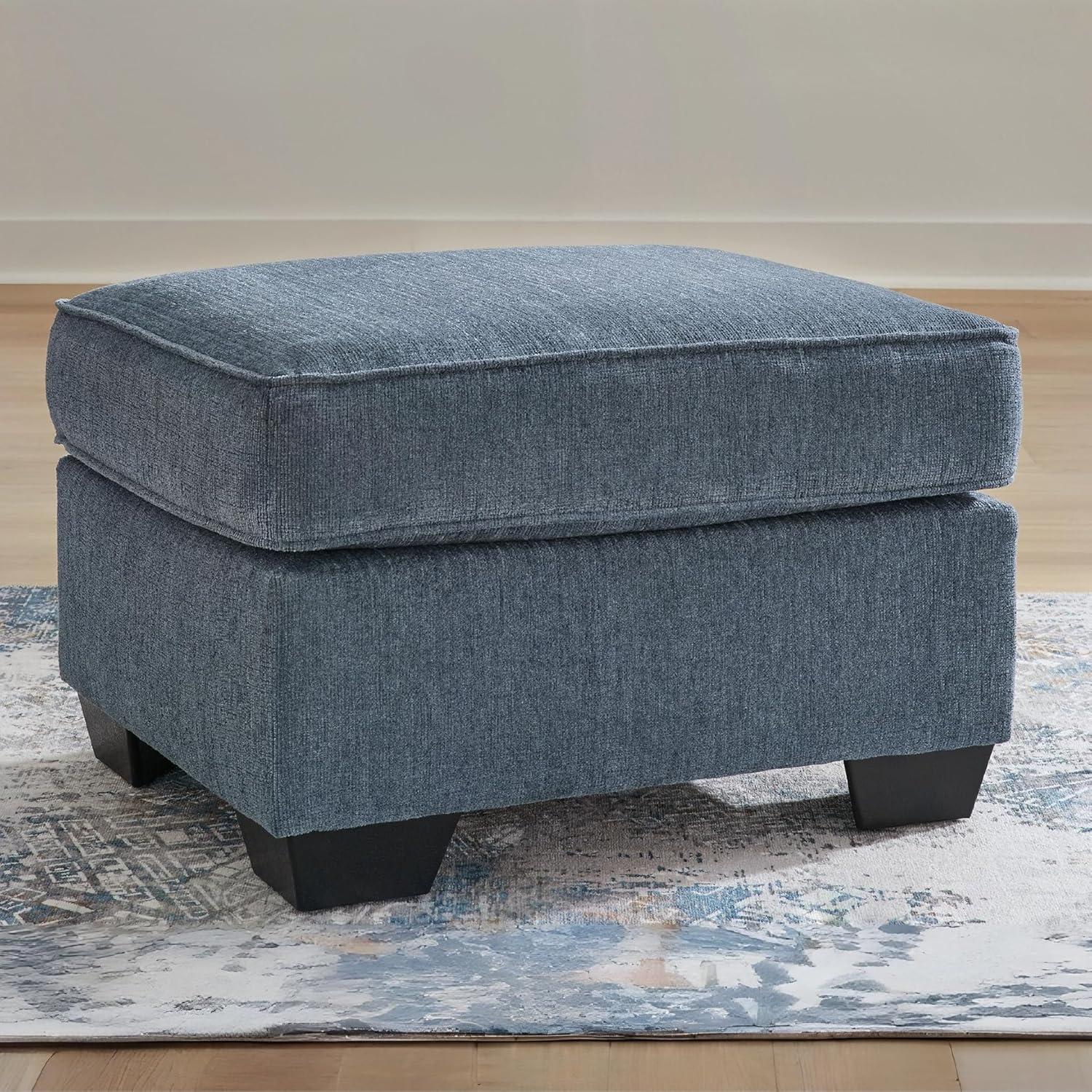 imageSignature Design by Ashley Cashton Contemporary Accent Ottoman with Faux Wood Finished Exposed Feet Foam Cushion Crosshatched Upholstery 30quot by 24quot BlueBlue